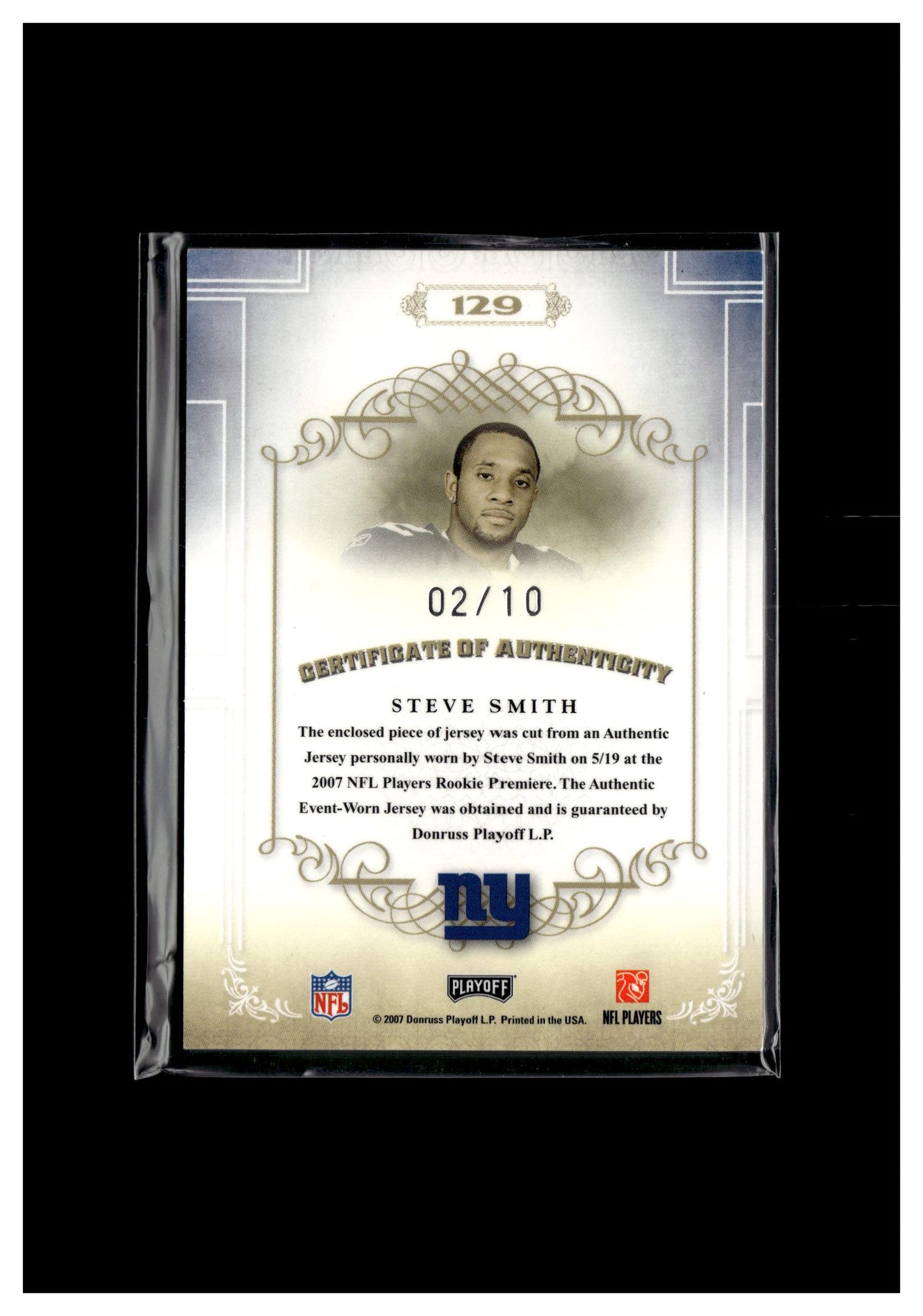 2007 Playoff National Treasures #129 Steve Smith Rookie Brand Logos #/10