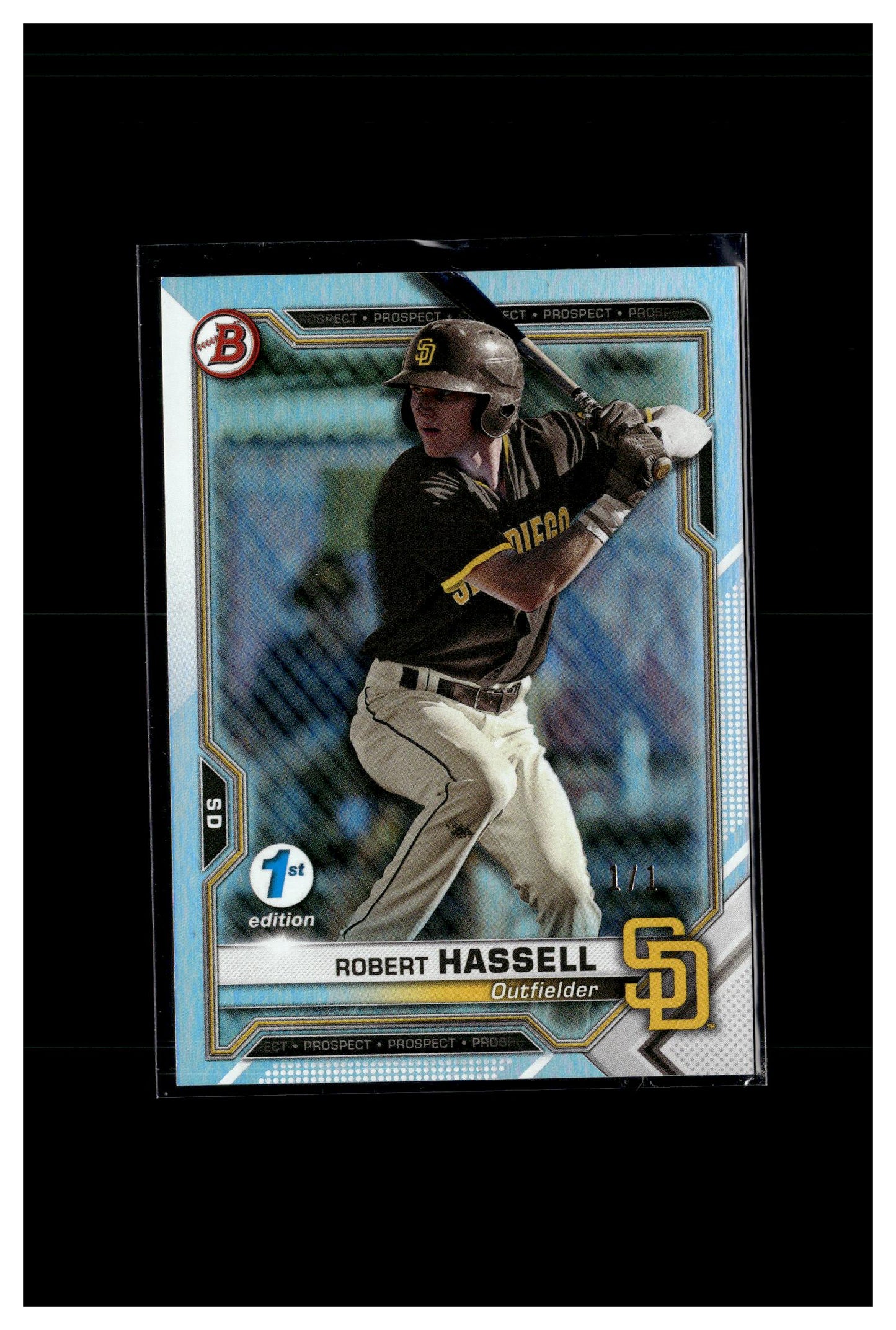 2021 Bowman 1st Edition #BFE-120 Robert Hassell Rainbow Foil #1/1