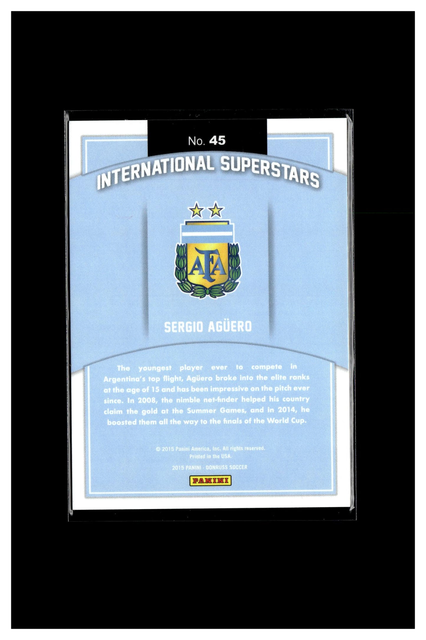 2015 Donruss #45 Sergio Aguero International Superstars Bronze Press Proof #/299
