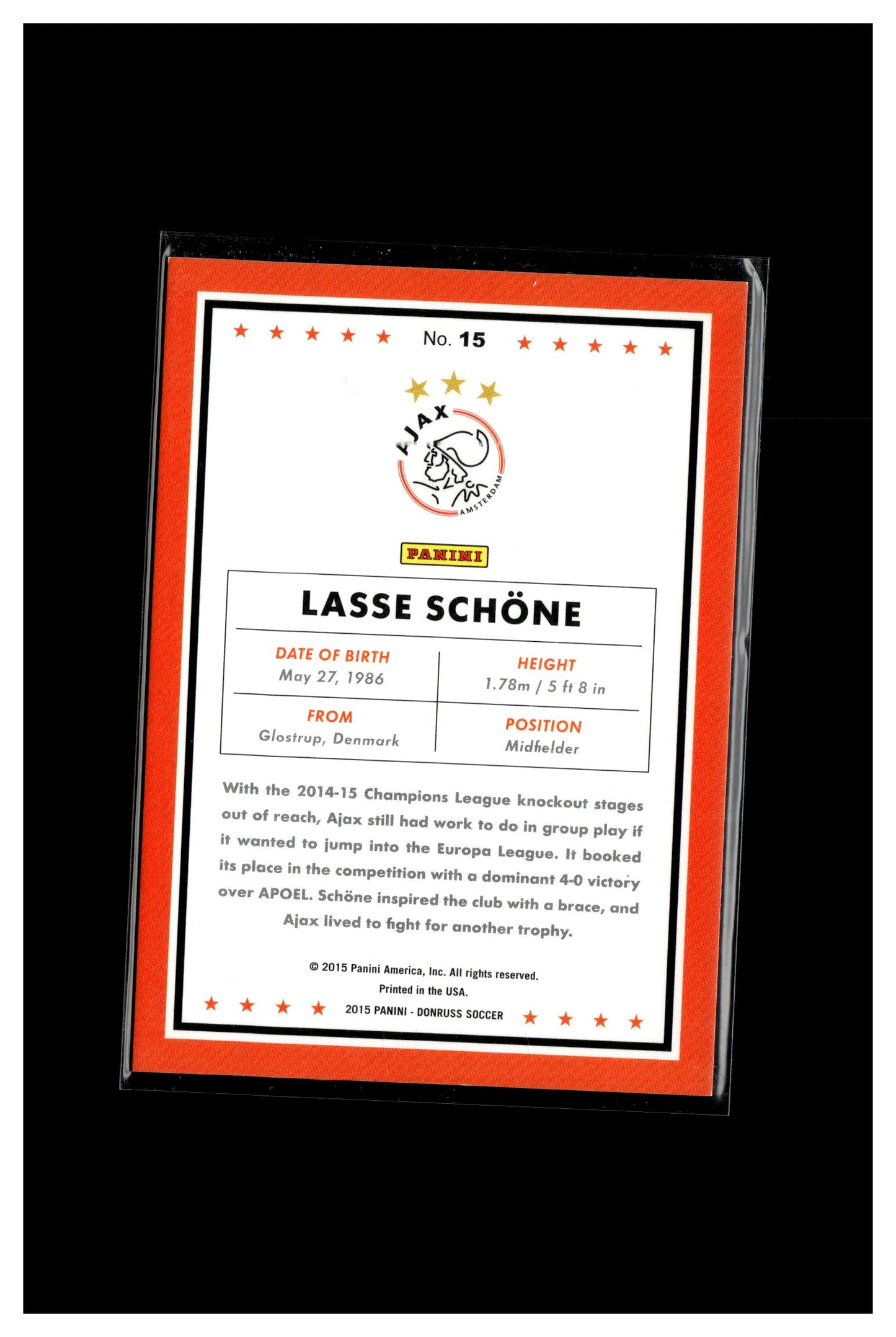 2015 Donruss #15 Lasse Schone Bronze Press Proof #/299