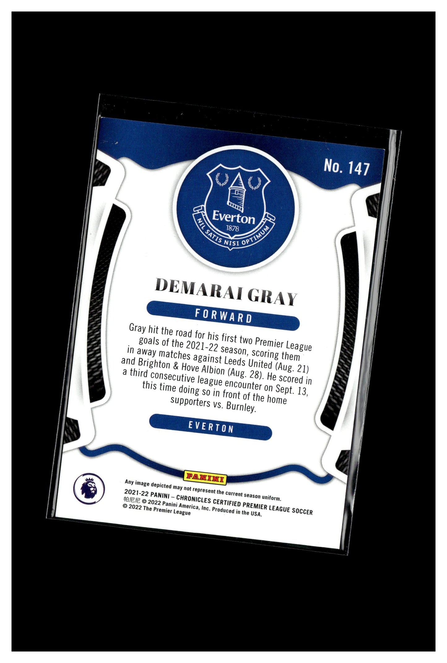 2021 #147 Demarai Gray Certified Premier League Mirror Gold #/10