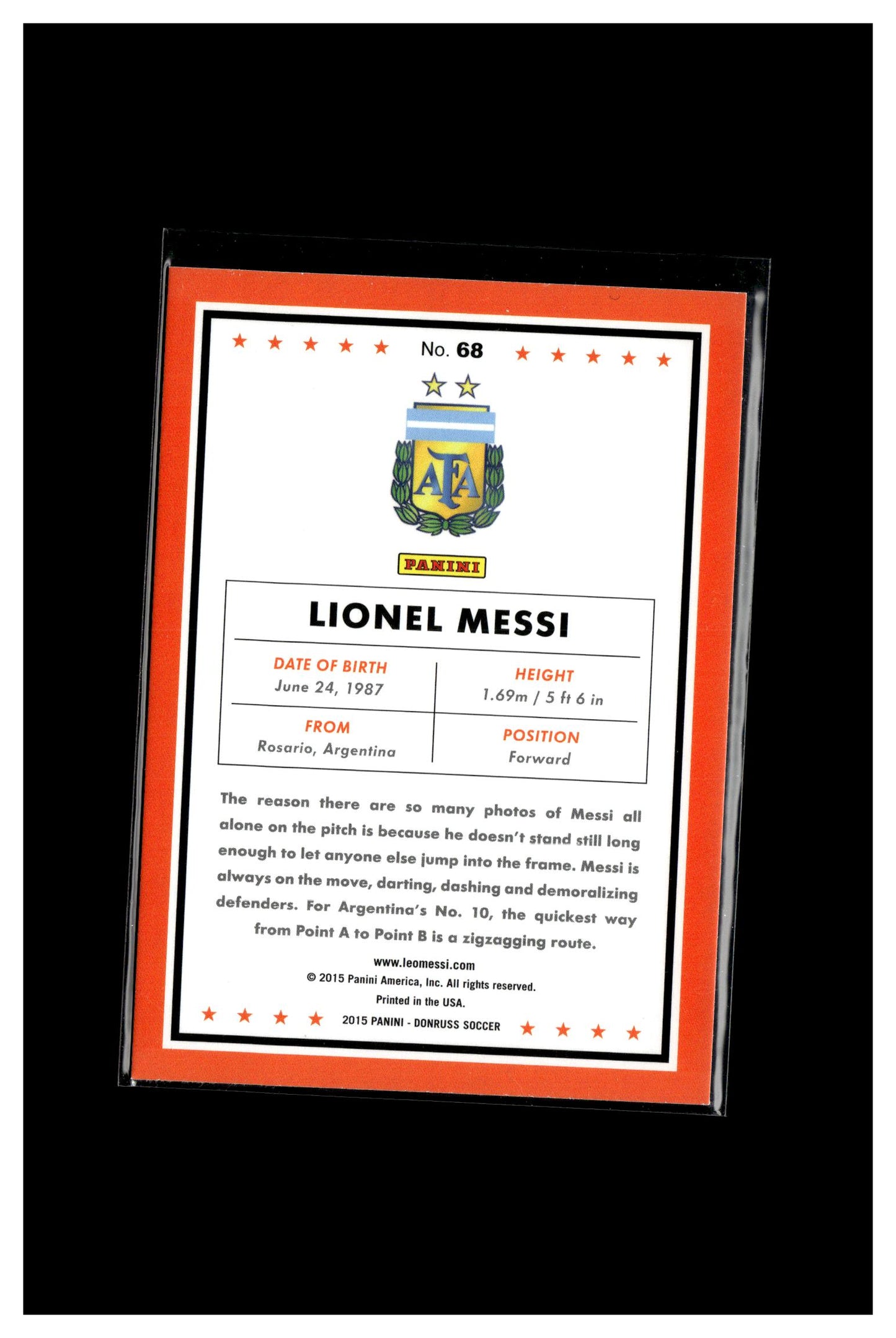 2015 Donruss #68b Lionel Messi Pictured in the national team uniform