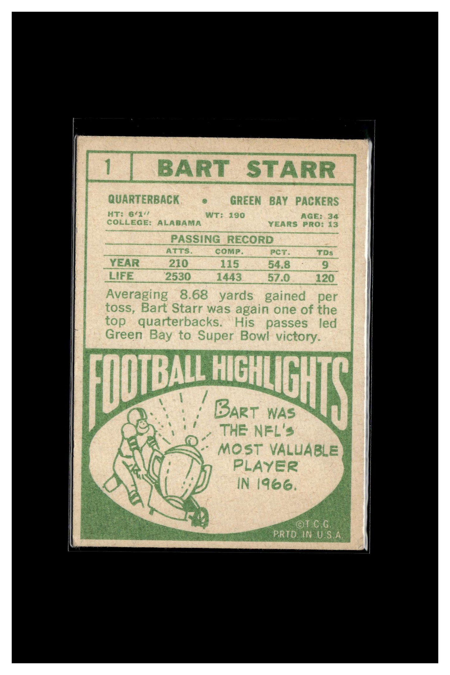 1968 Topps #1 Bart Starr
