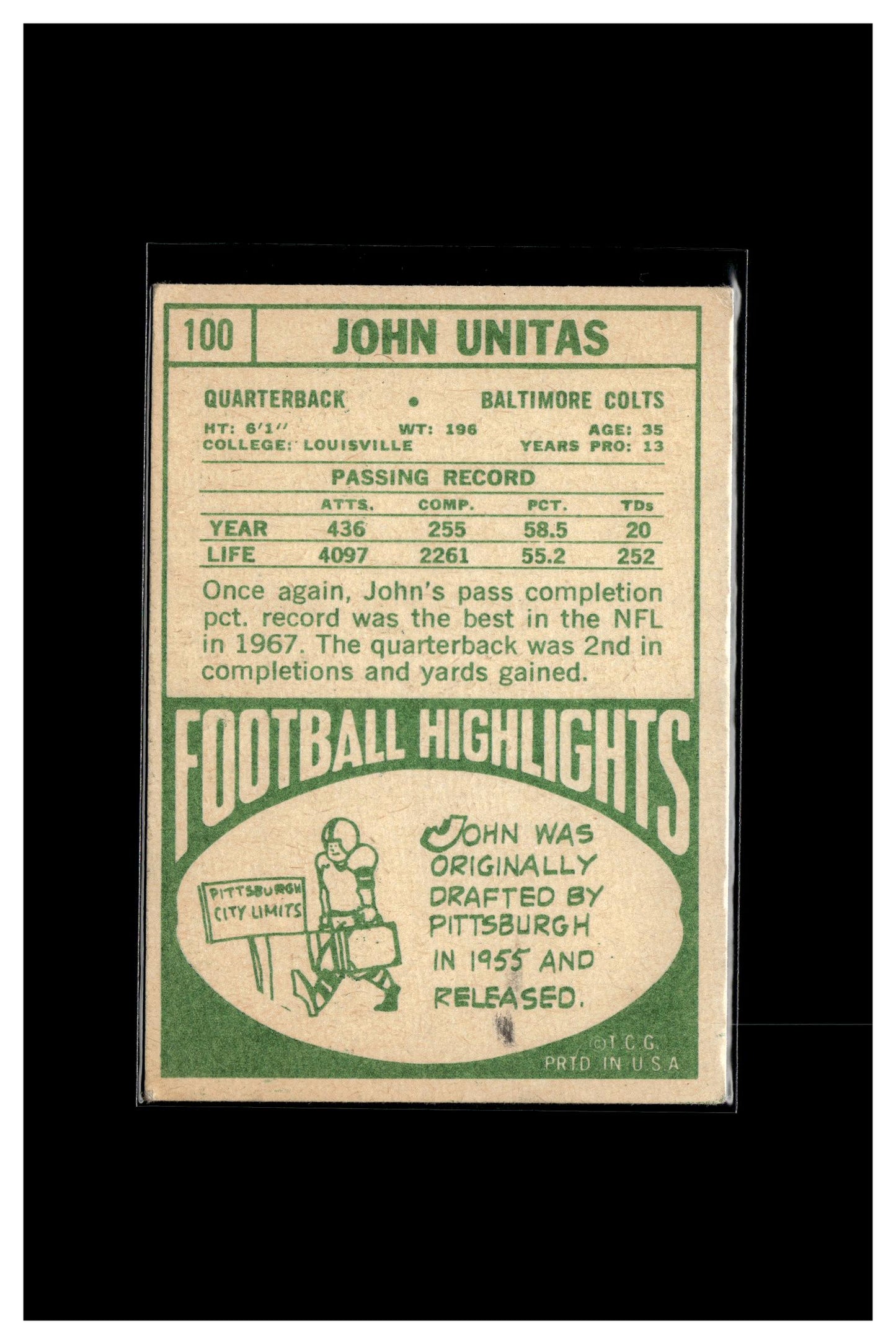 1968 Topps #100 John Unitas