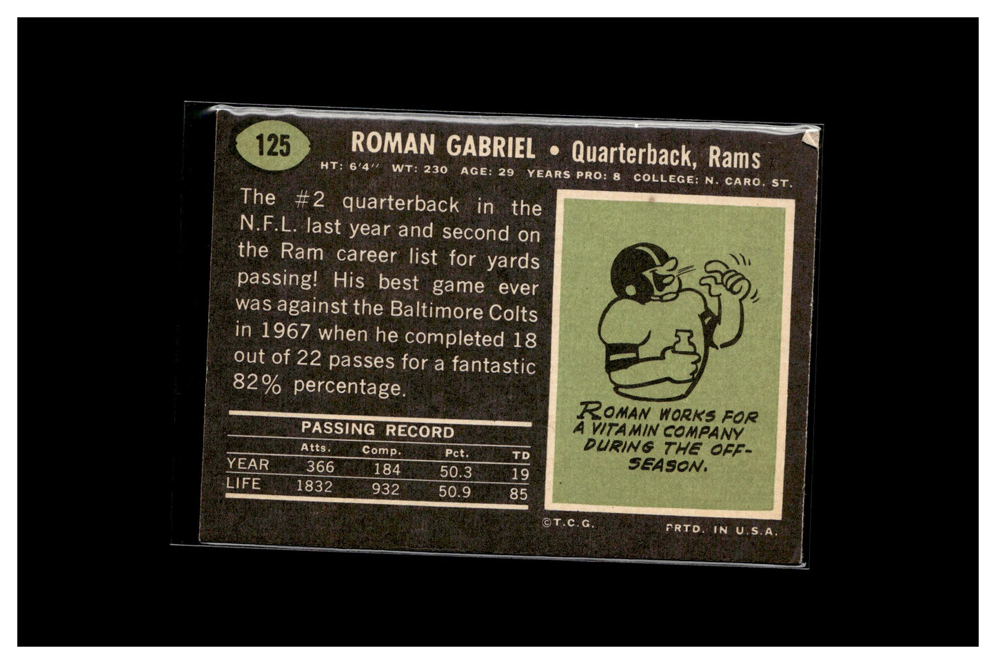 1969 Topps #125 Roman Gabriel