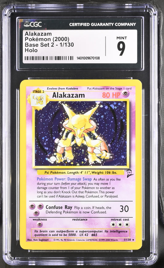 2000 Base Set 2 #1/130 Alakazam Holo CGC 9