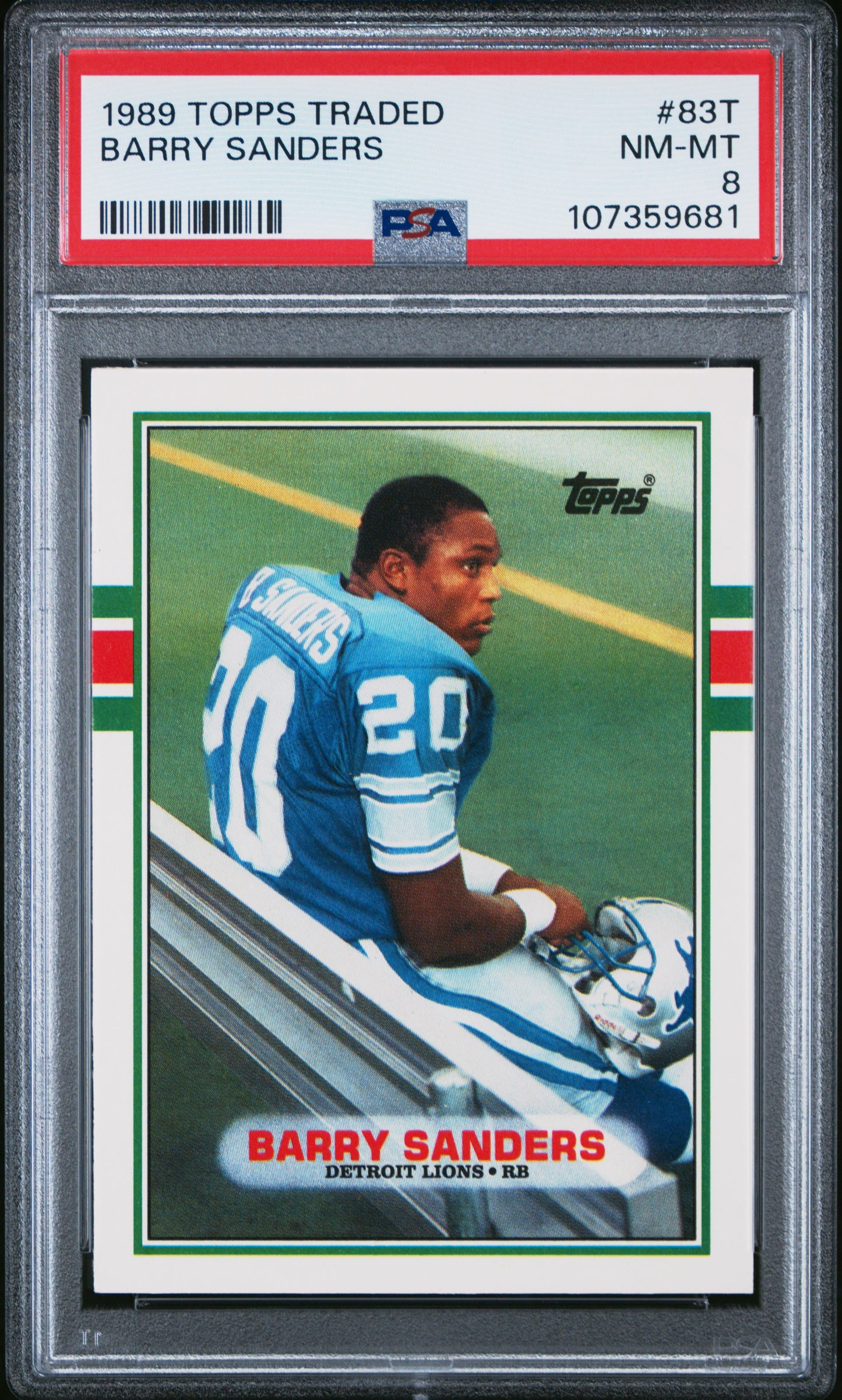 1989 Topps Traded #83T Barry Sanders PSA 8