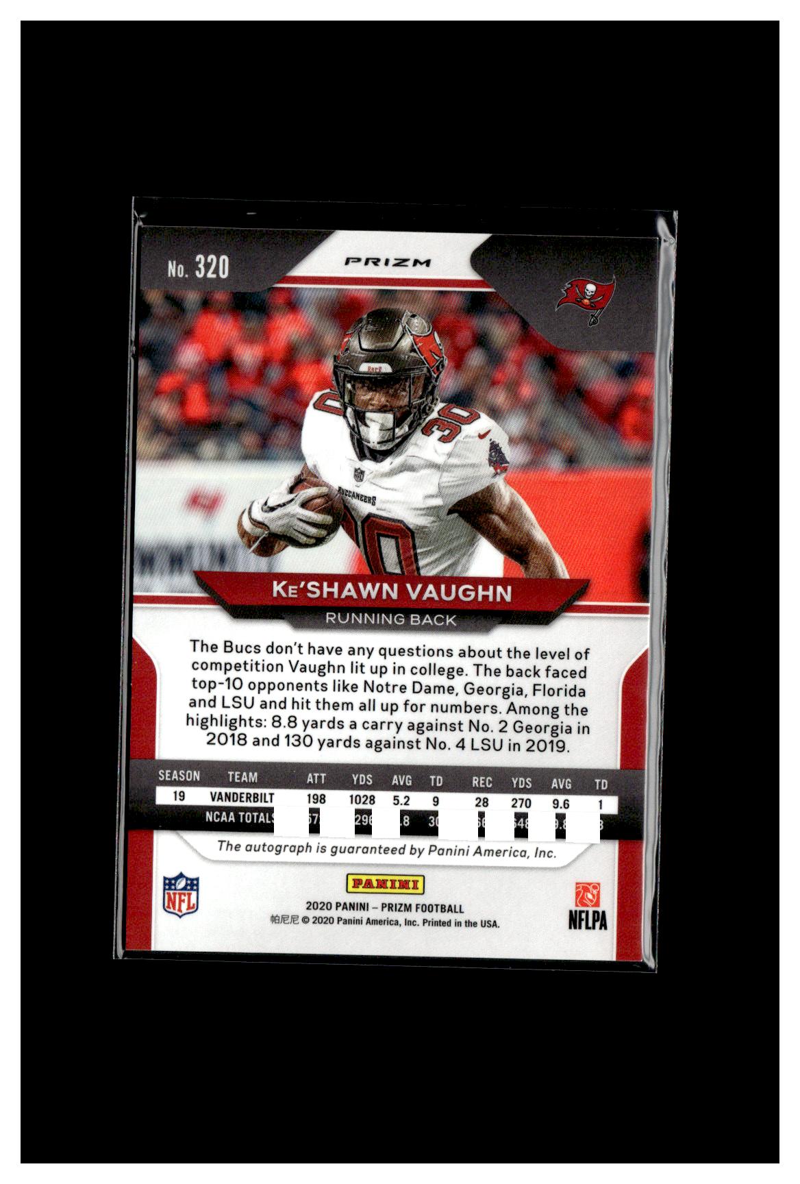 2020 Panini Prizm #320 Ke'Shawn Vaughn Rookie Autographs Prizm Pink