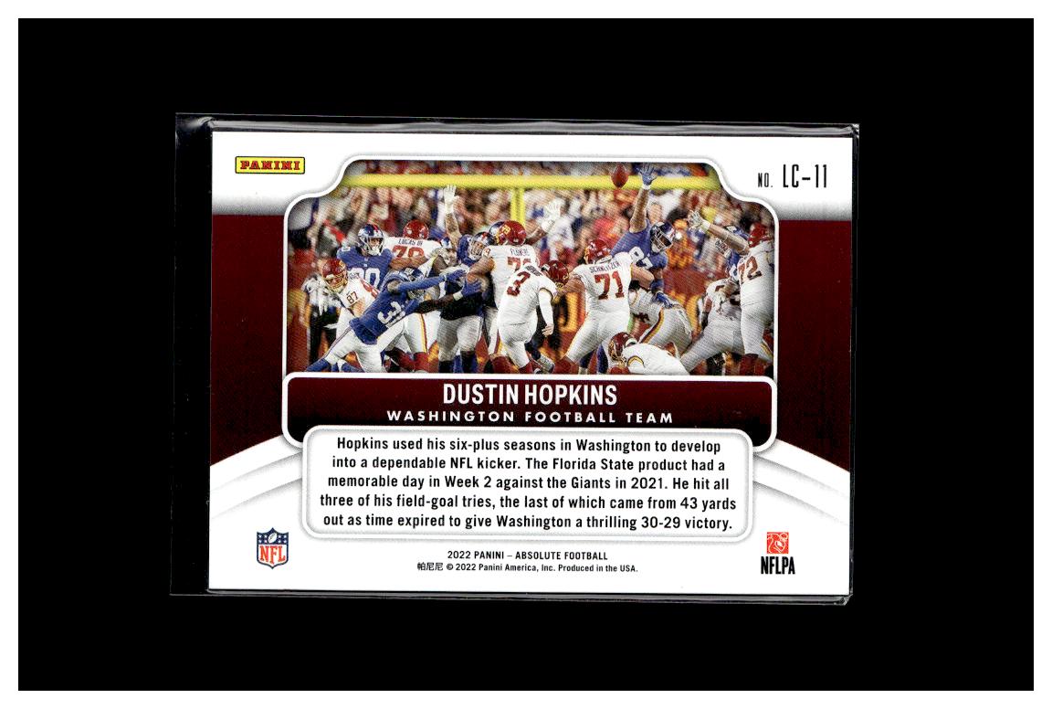 2022 Panini Absolute #LC-11 Dustin Hopkins Last Call Spectrum Purple #/5