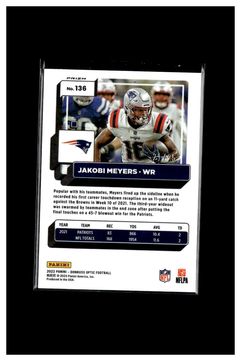 2022 Donruss Optic #136 Jakobi Meyers Black Pandora #/25