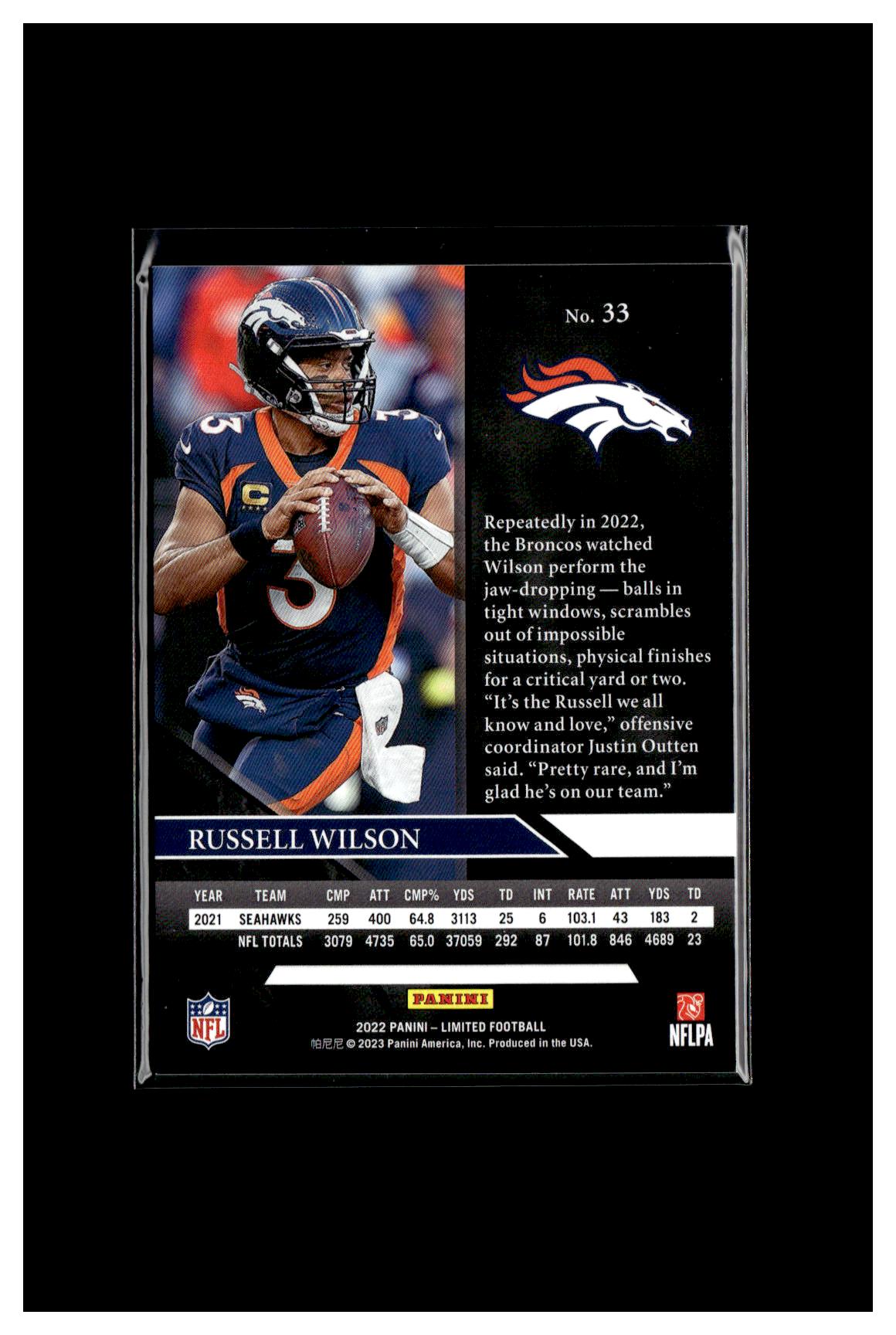 2022 Panini Limited #33 Russell Wilson Holographic Spotlight #/22