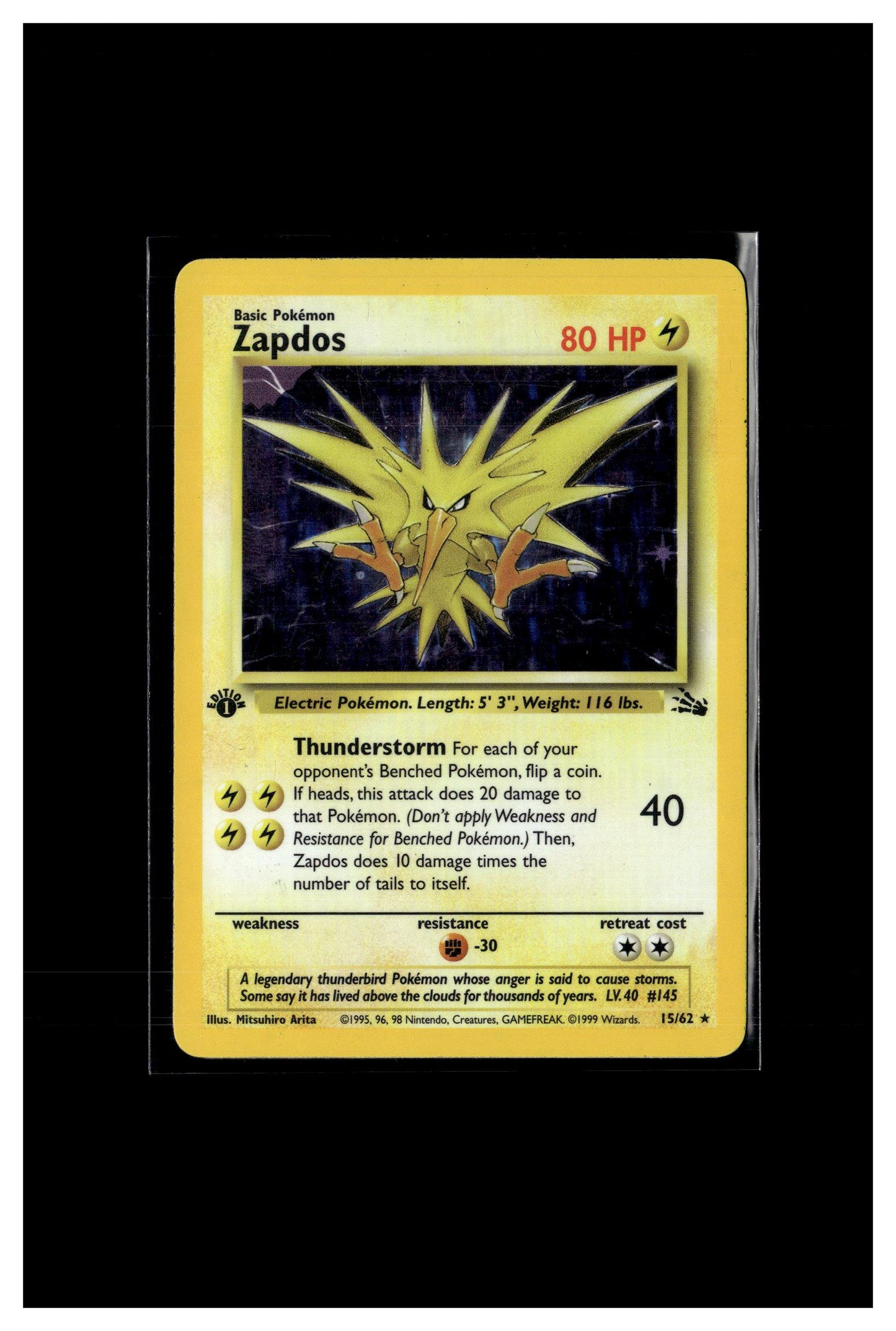 Fossil #15/62 Zapdos 1st edition holo