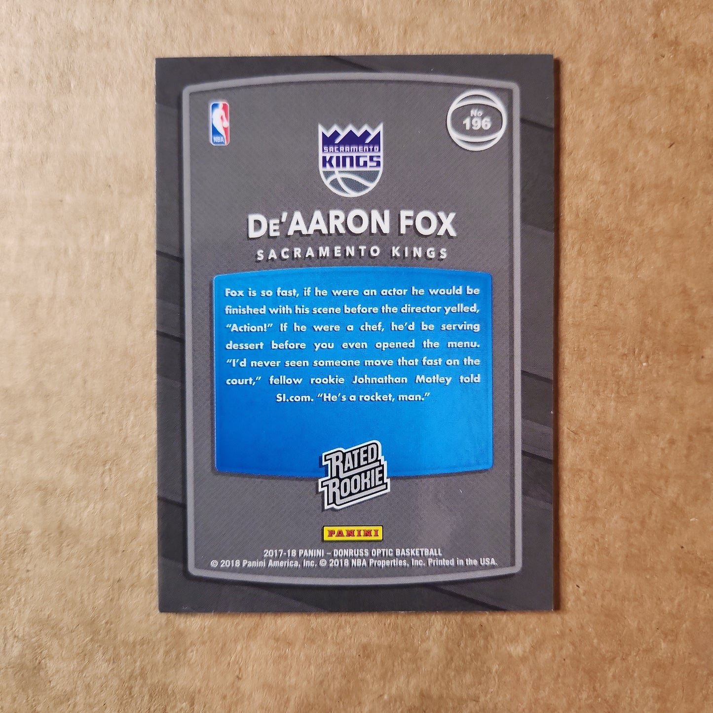 De'Aaron Fox Optic Rated Rookie