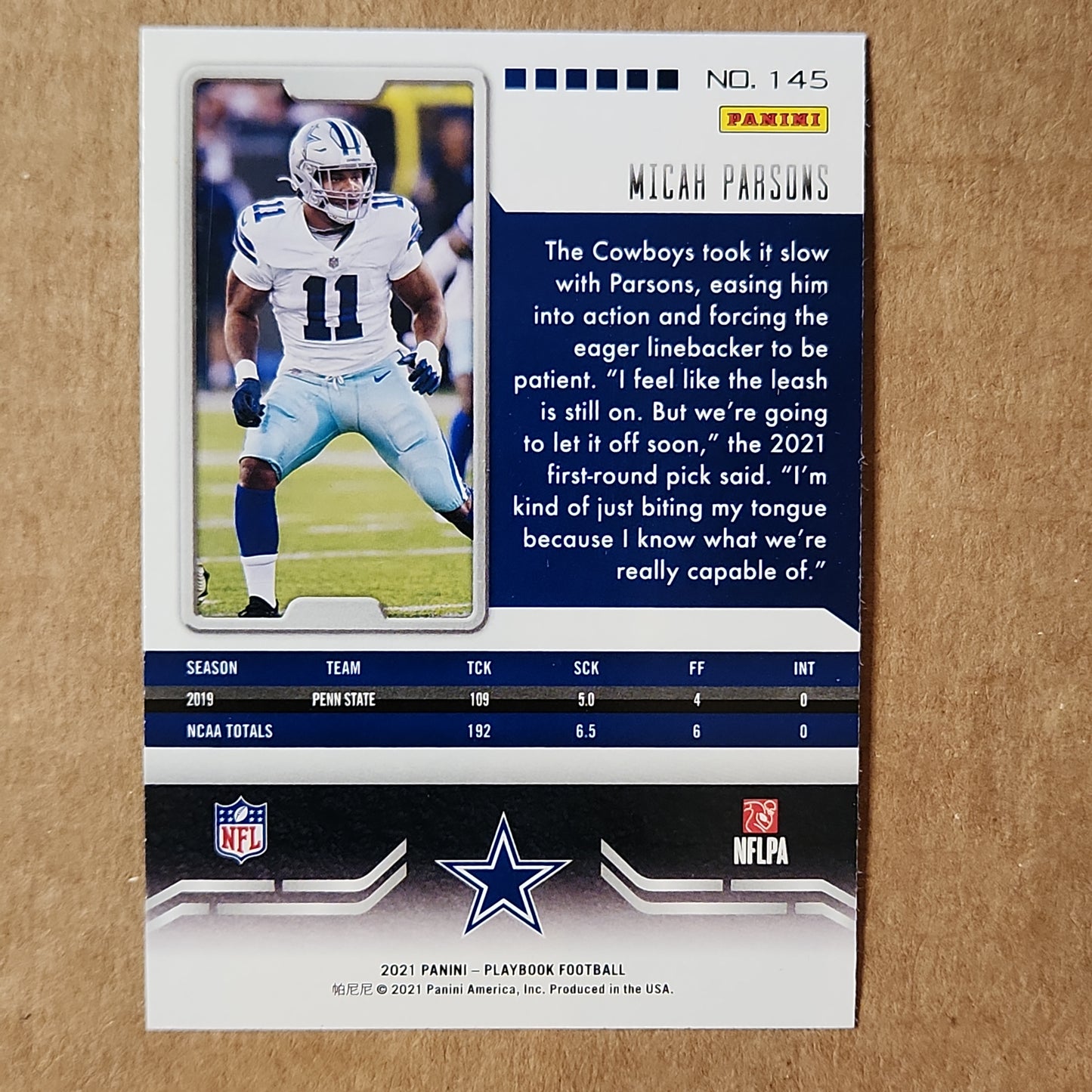 Micah Parsons /LB Cowboys RC | 21 Playbook Mosaic Blue Parallel Rookie Card #145