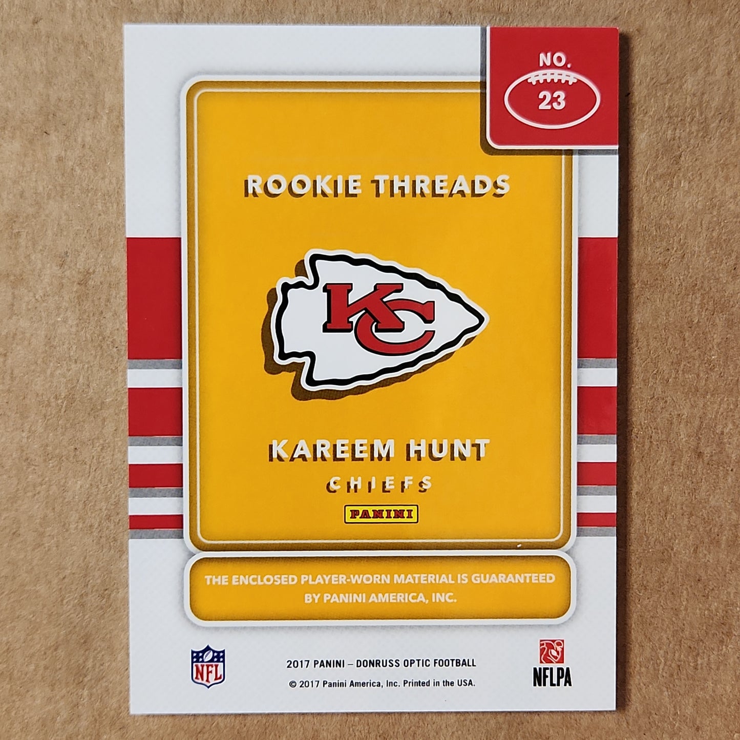 Kareem Hunt Optic Rookie Threads Patch