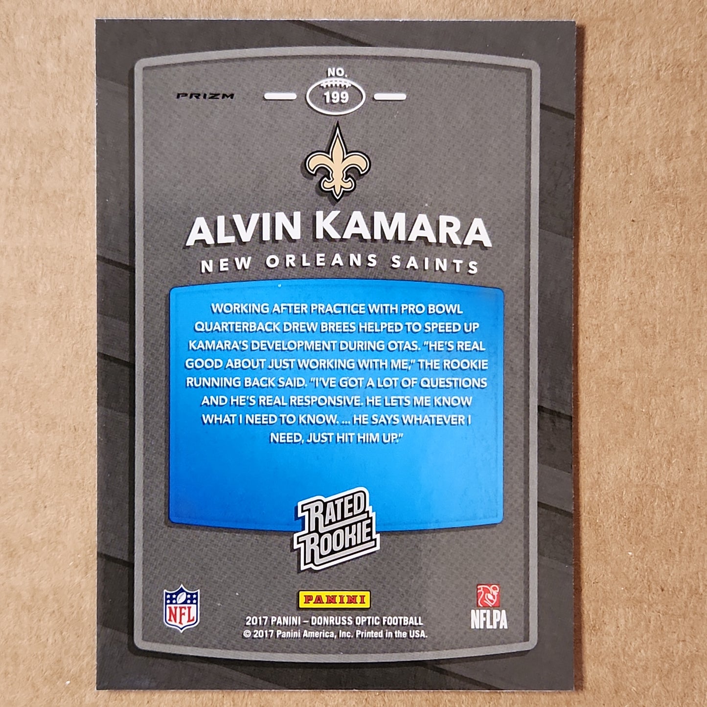 2017 Donruss Optic Alvin Kamara Holo