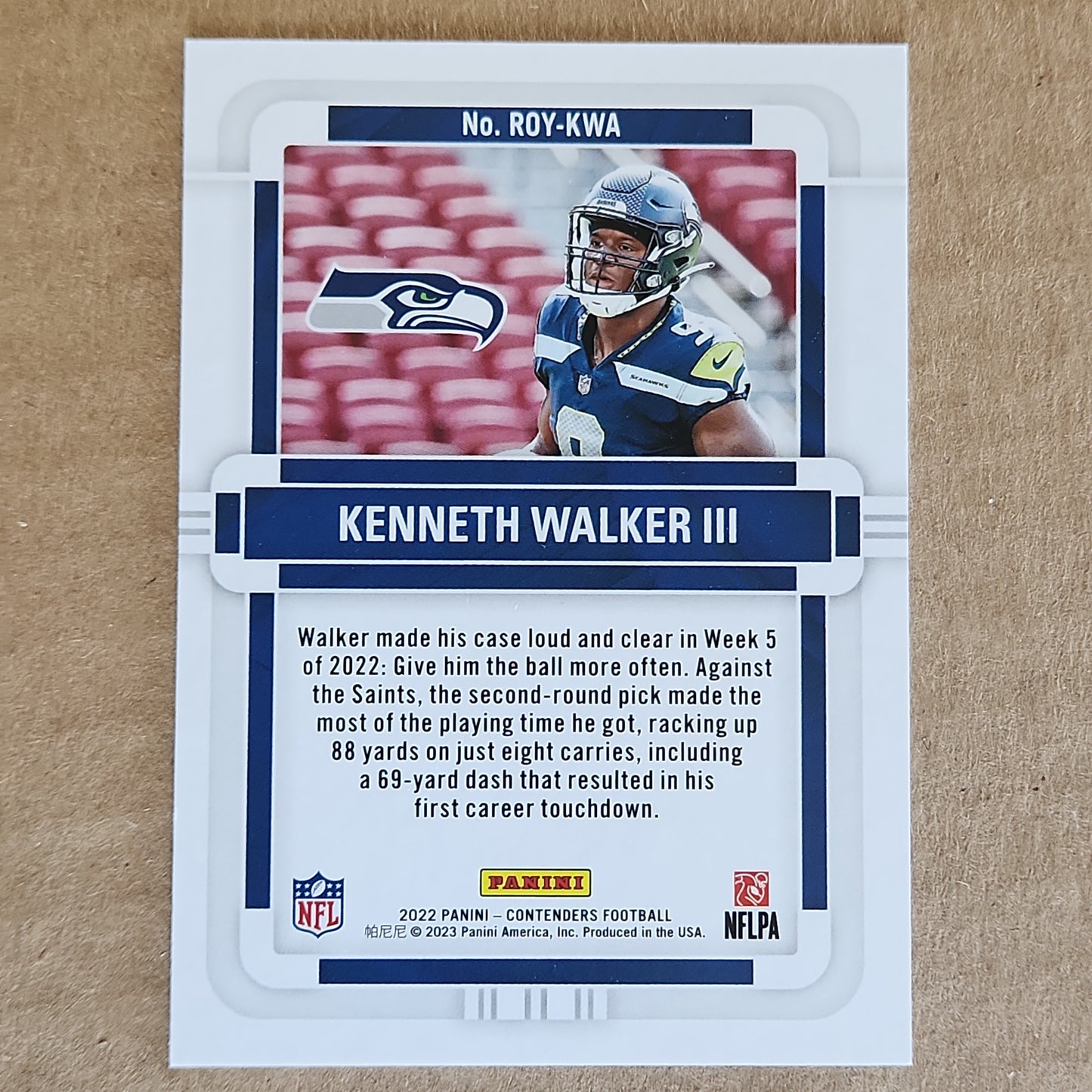 2022 Contenders Kenneth Walker III Silver ROY Rookie of the Year RC #31/99