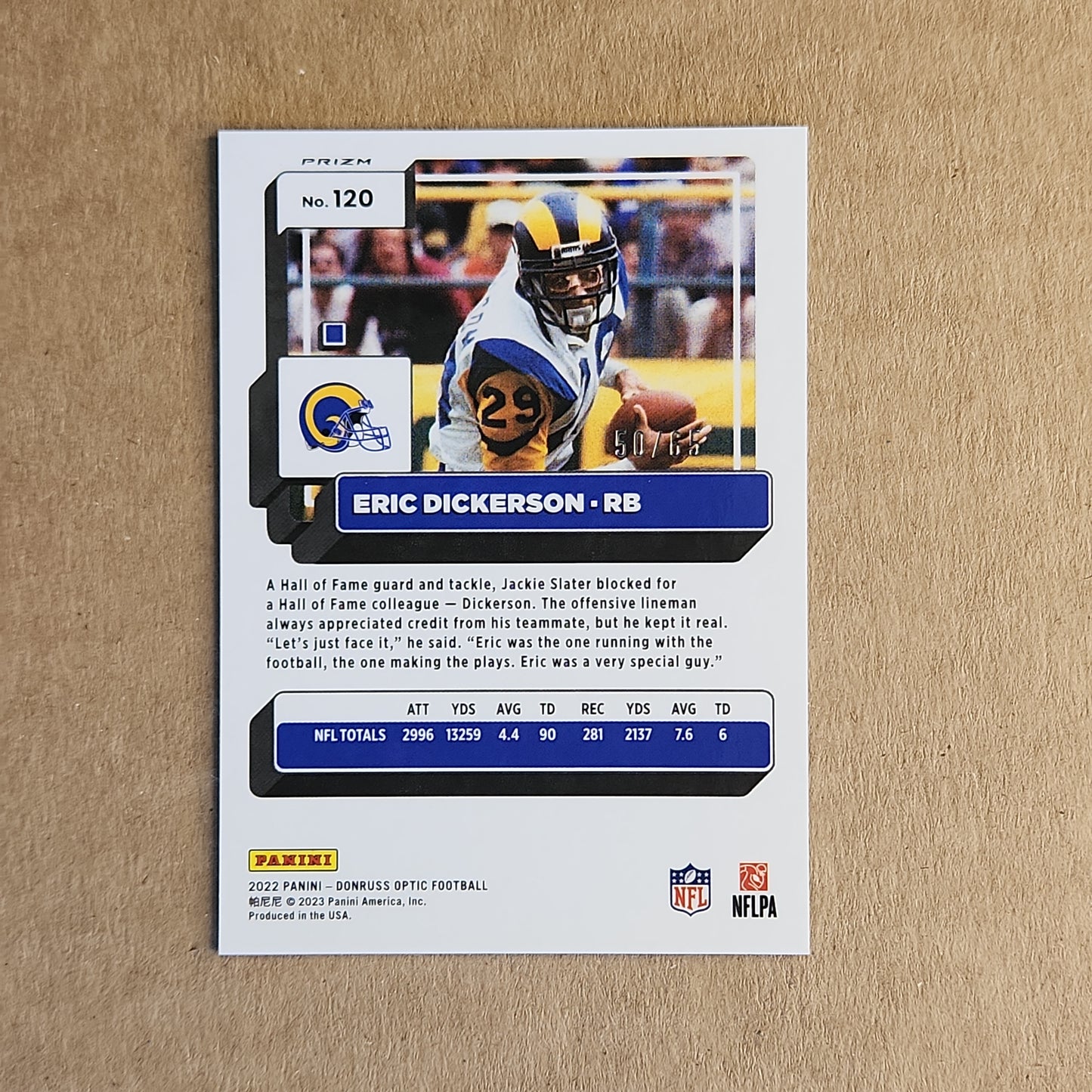 2022 Panini Donruss Optic Football Eric Dickerson Electricity Prizm 50/65