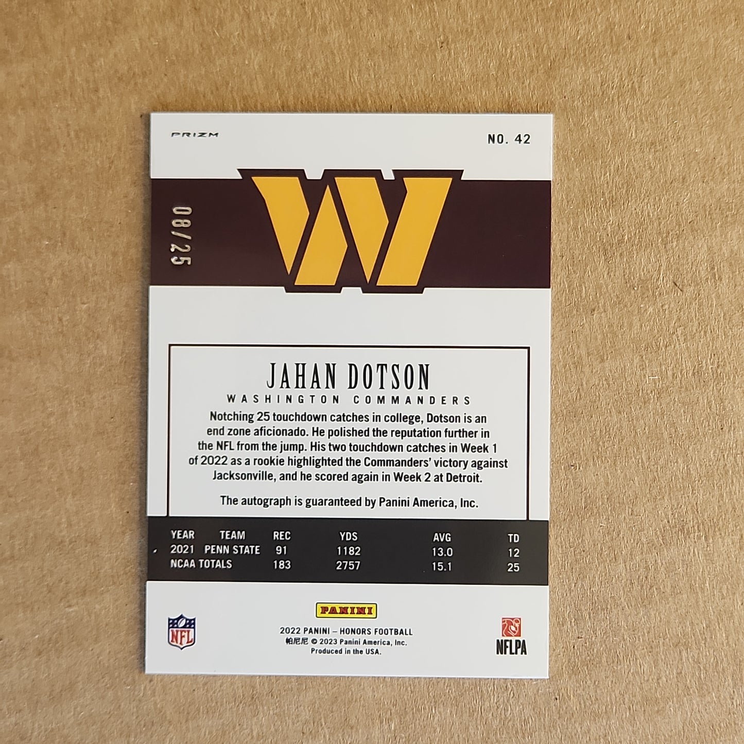 Jahan Dotson Auto /25 (1200 Points)