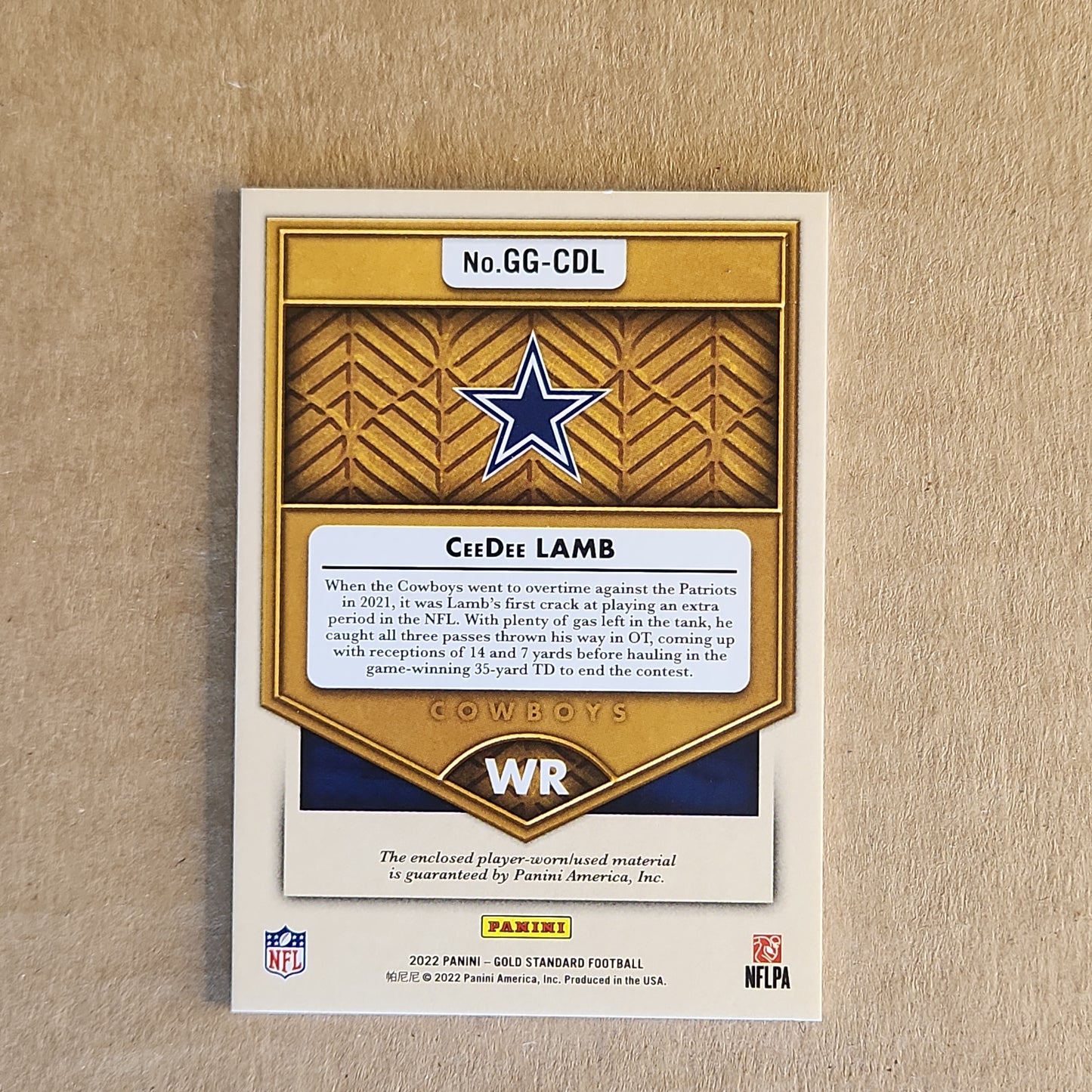 CeeDee Lamb 2022 Panini Gold Standard Gear Patch /299