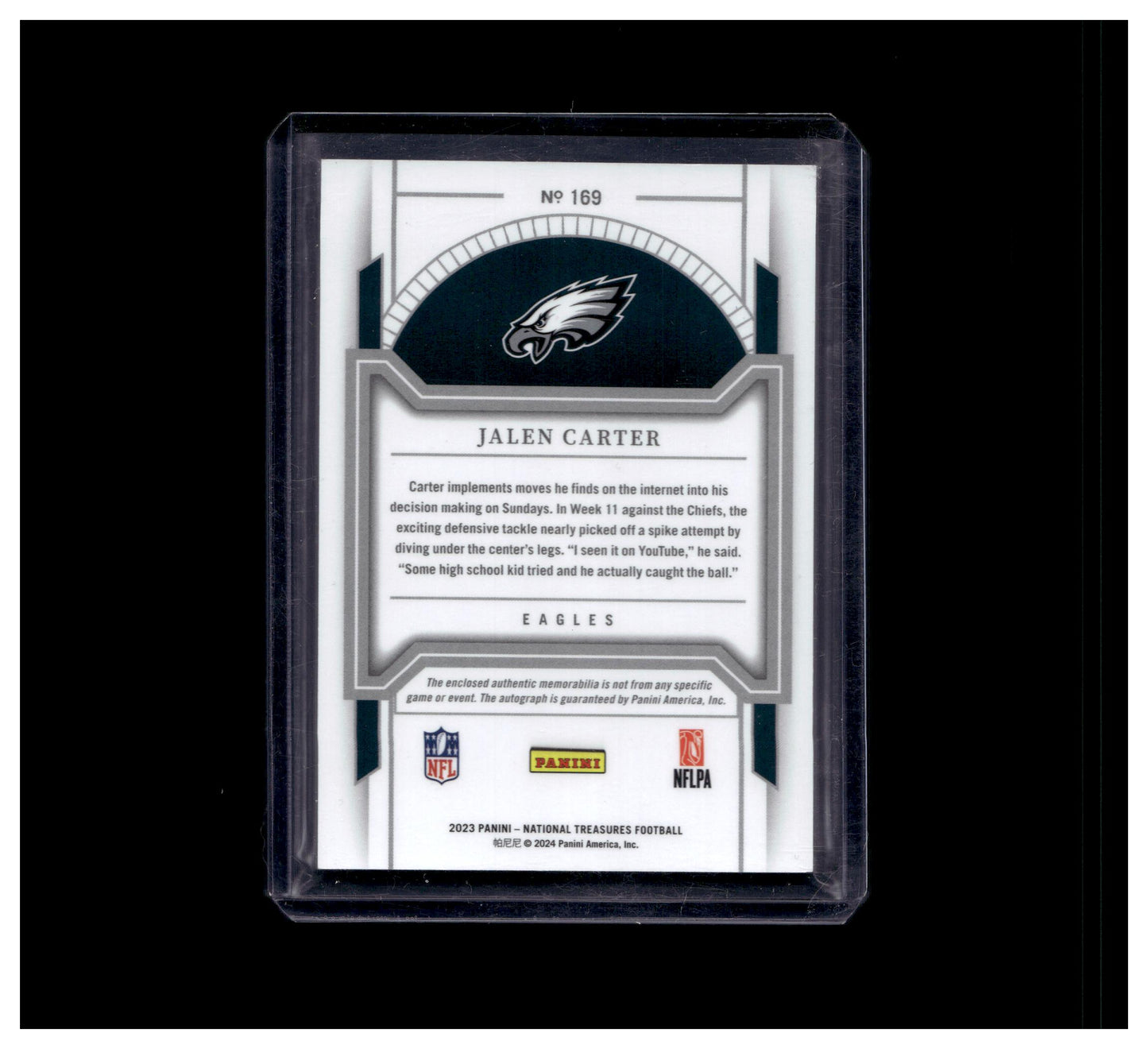 2023 National Treasures #169 Jalen Carter Rookie Patch Autographs Black # 1/5