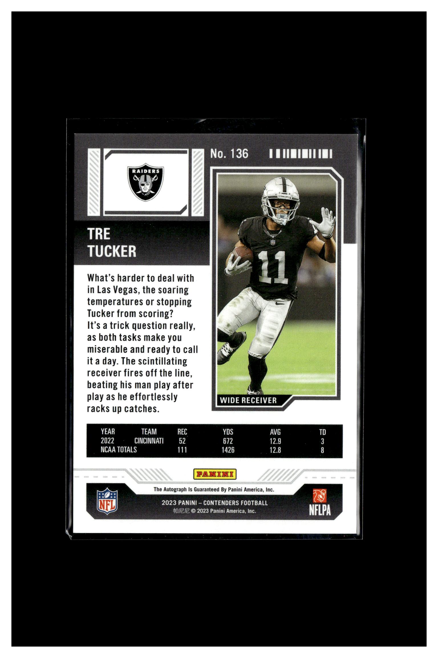 2023 Panini Contenders #136 Tre Tucker