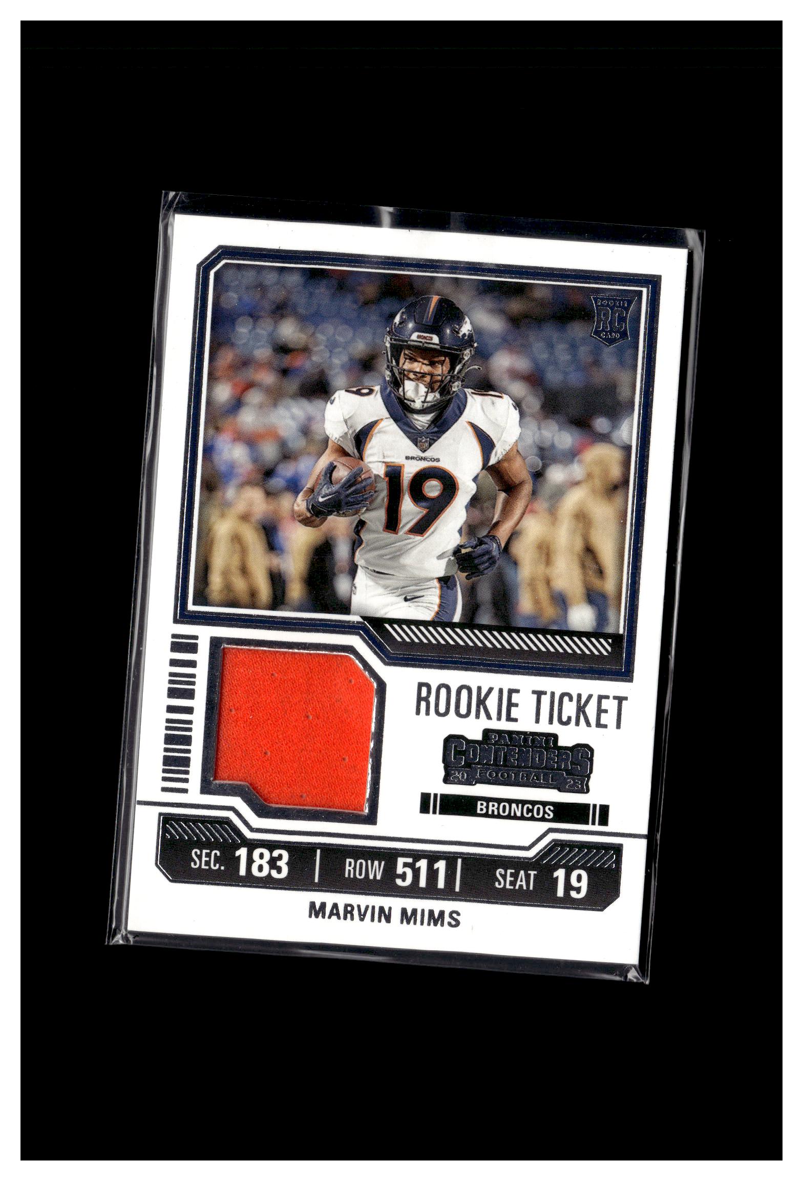 2023 Panini Contenders #TS24 Marvin Mims Rookie Ticket Swatches