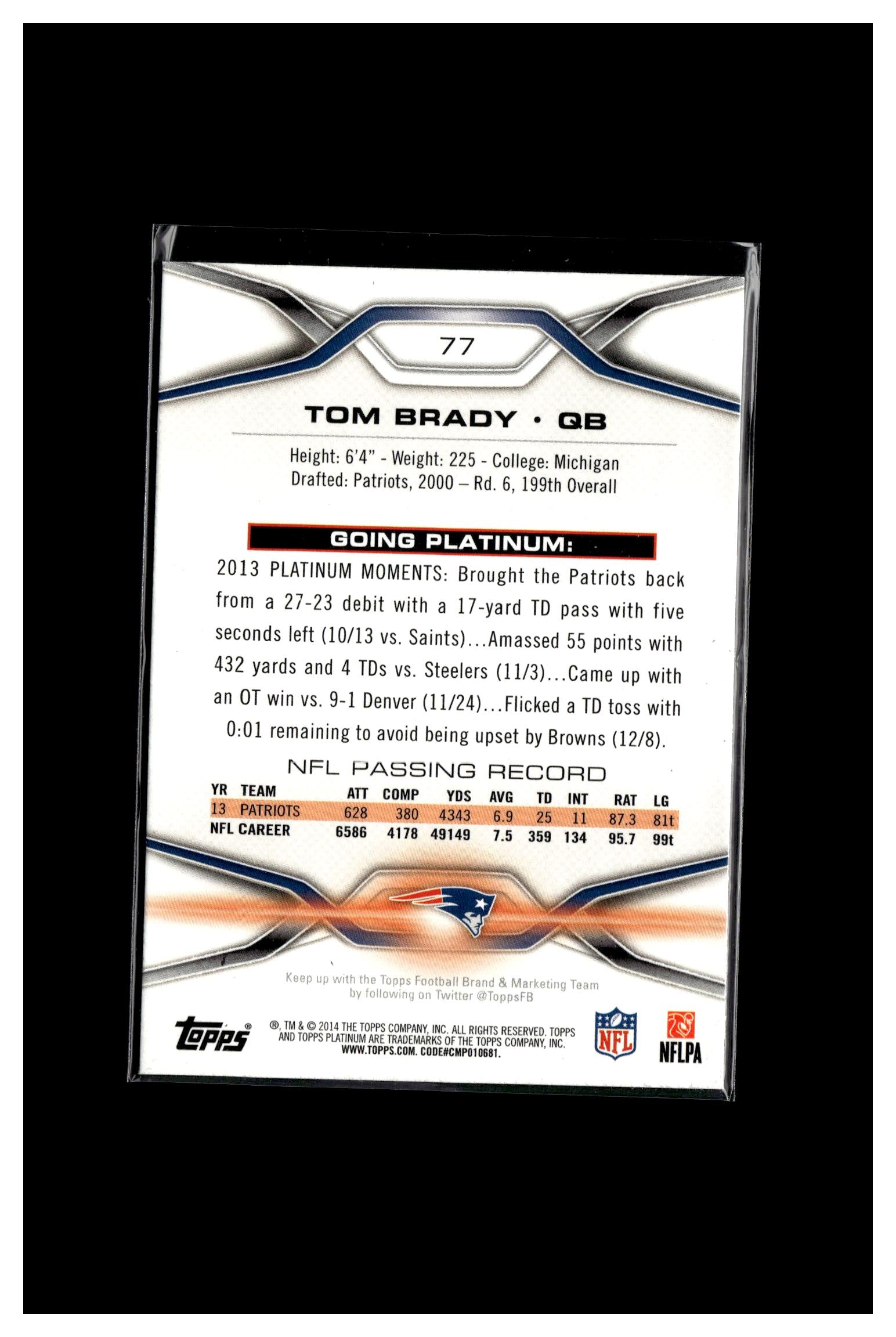 2014 Topps Platinum #77 Tom Brady