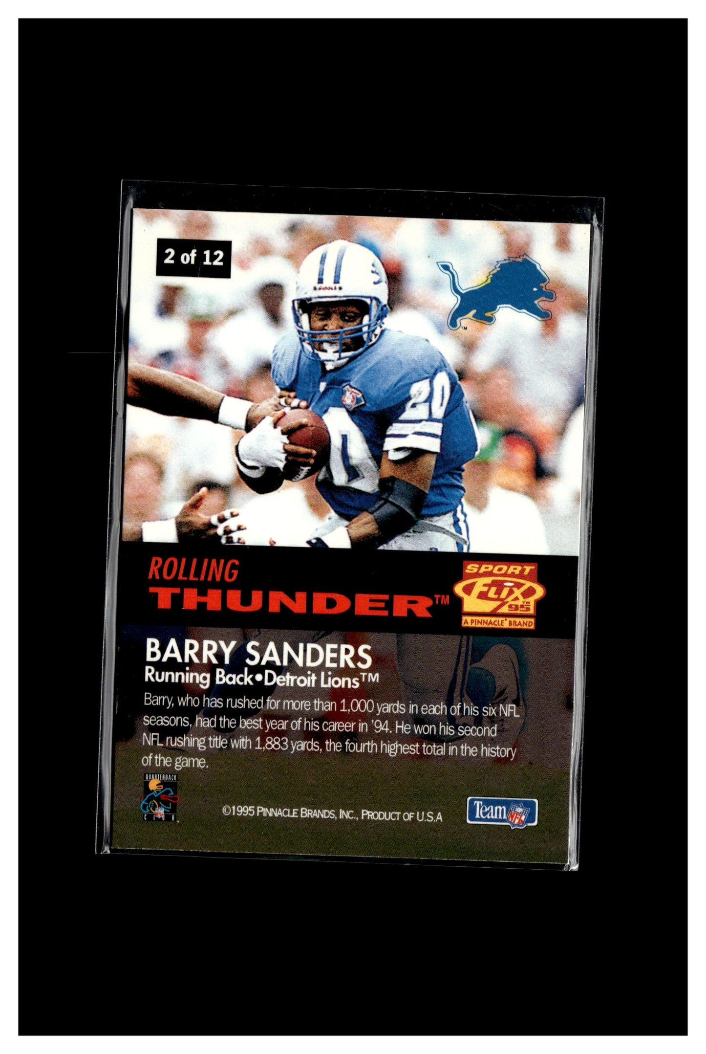 1995 Sportflix #2 Barry Sanders Rolling Thunder