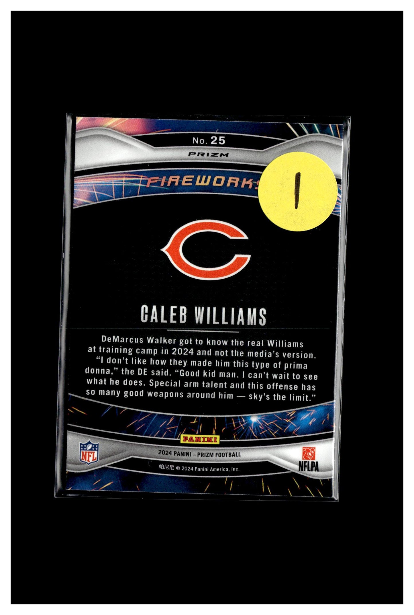 2024 Panini Prizm #25 Caleb Williams Fireworks Silver Prizm 1