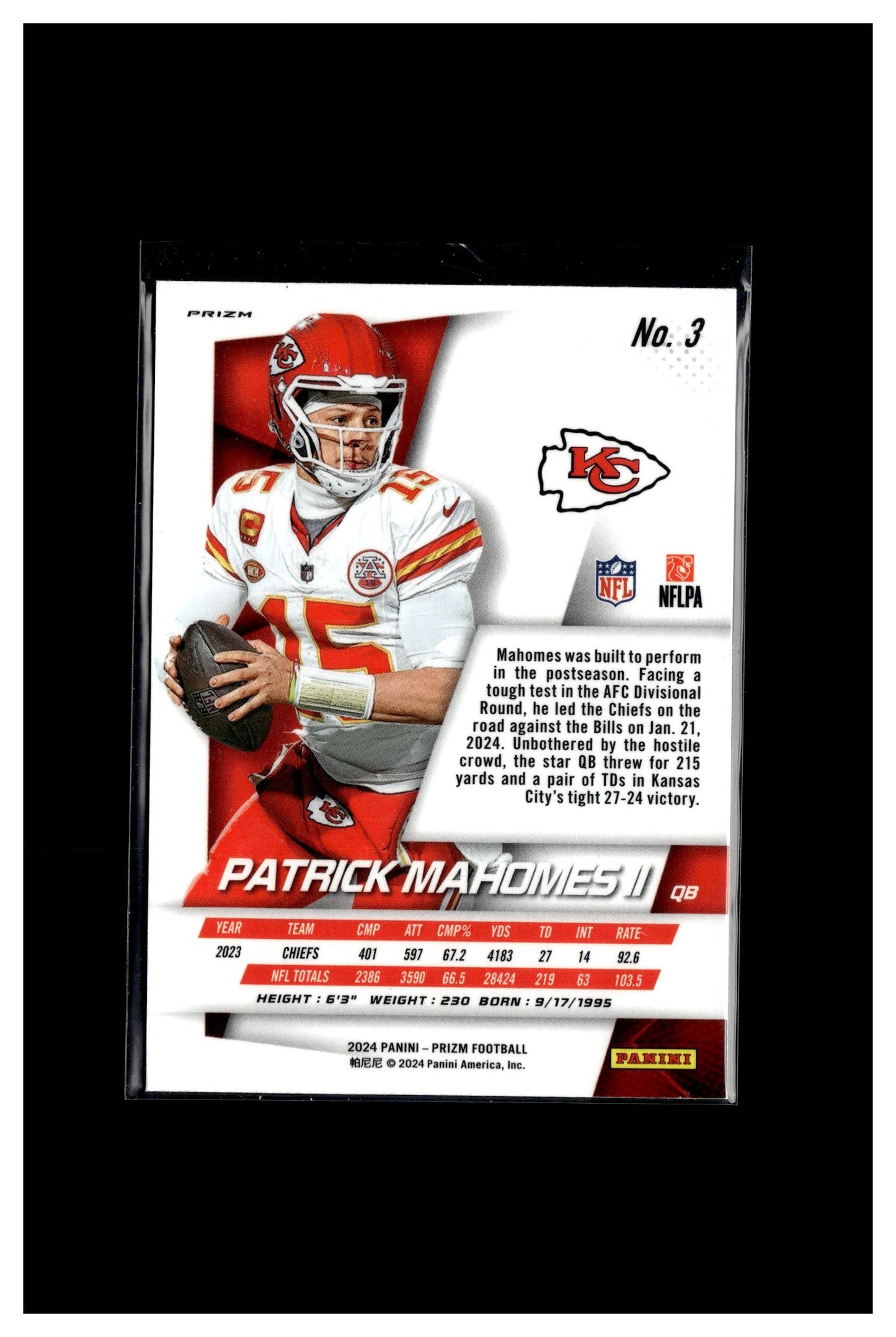 2024 Panini Prizm #3 Patrick Mahomes II Prizm Flashback Silver Prizm