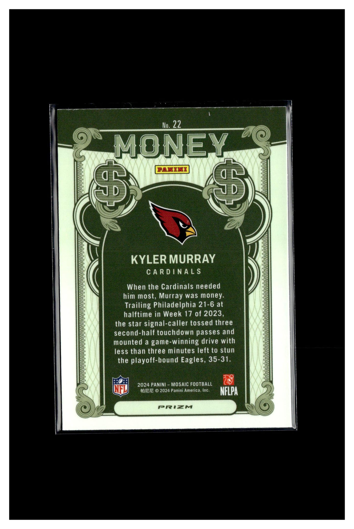 2024 Panini Mosaic #22 Kyler Murray Money Case Hit