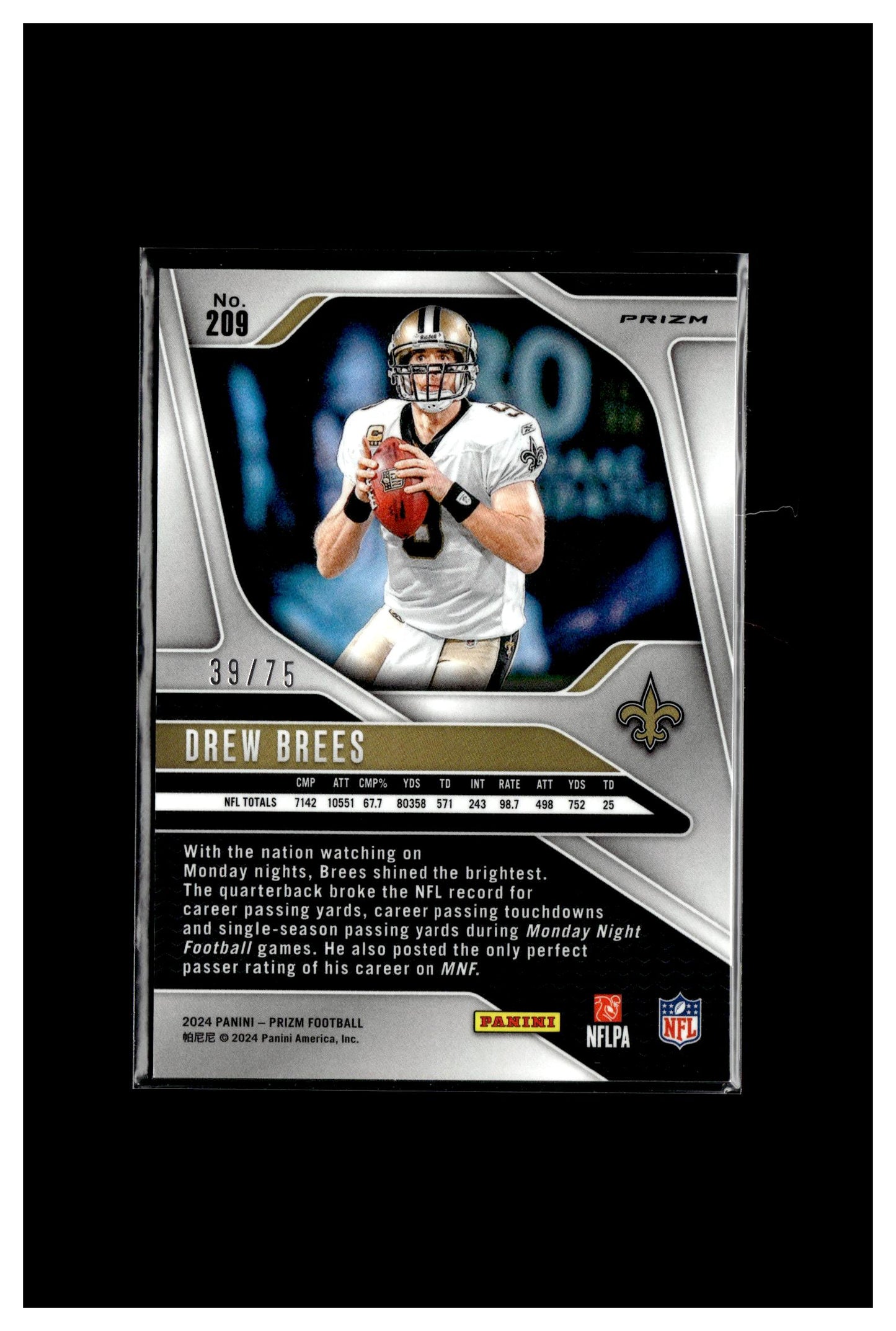 2024 Panini Prizm #209 Drew Brees No Huddle Red #/75