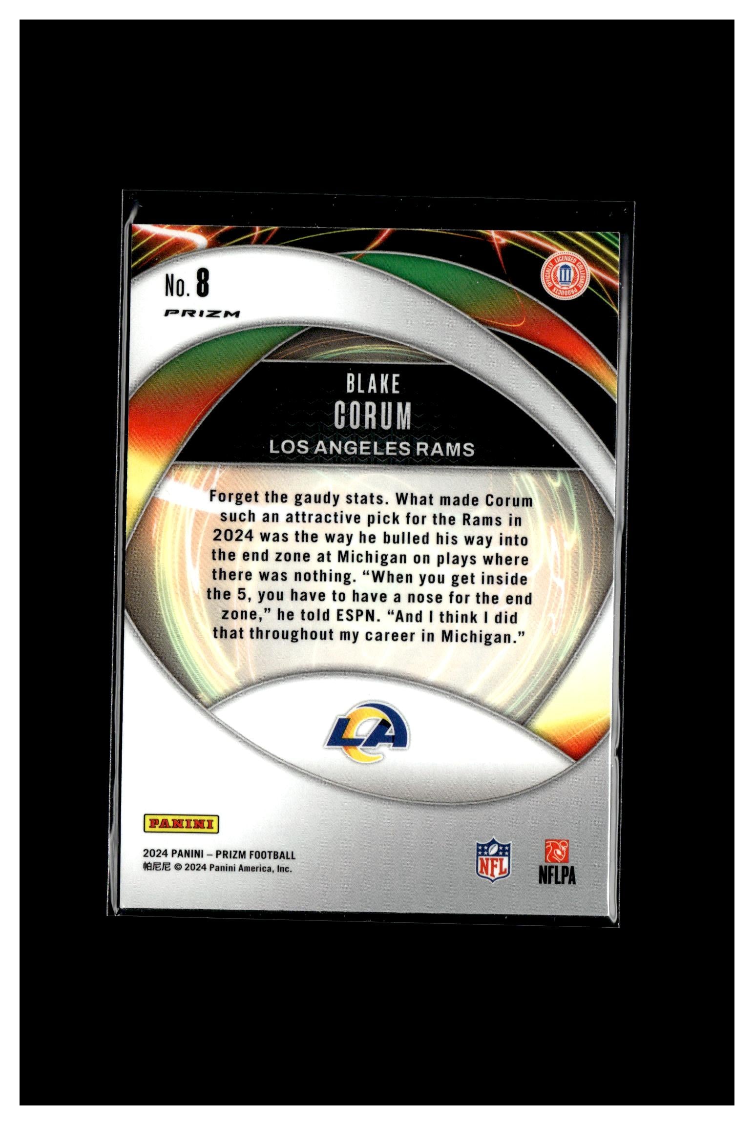 2024 Panini Prizm #8 Blake Corum Portals Green Ice Prizm