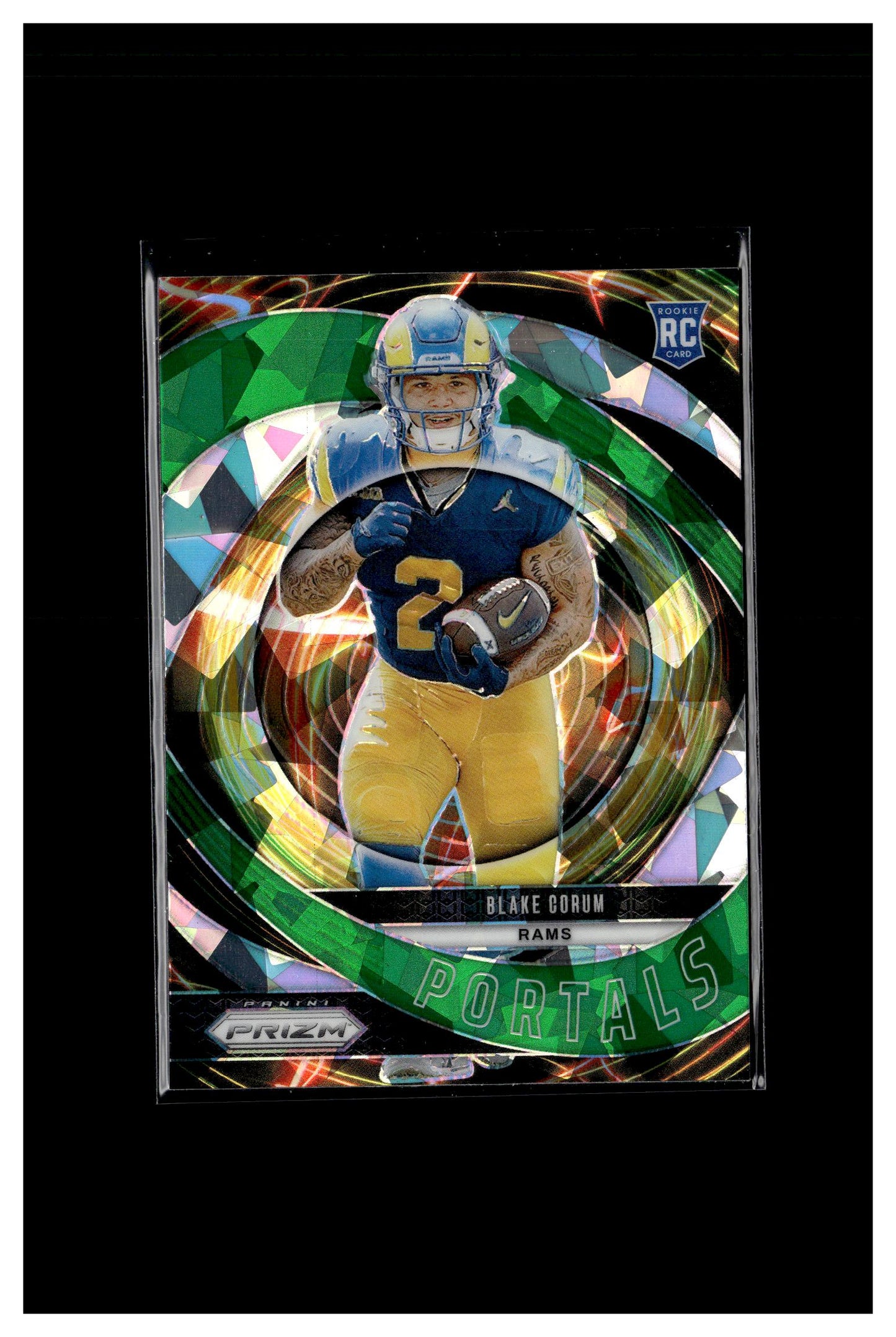 2024 Panini Prizm #8 Blake Corum Portals Green Ice Prizm