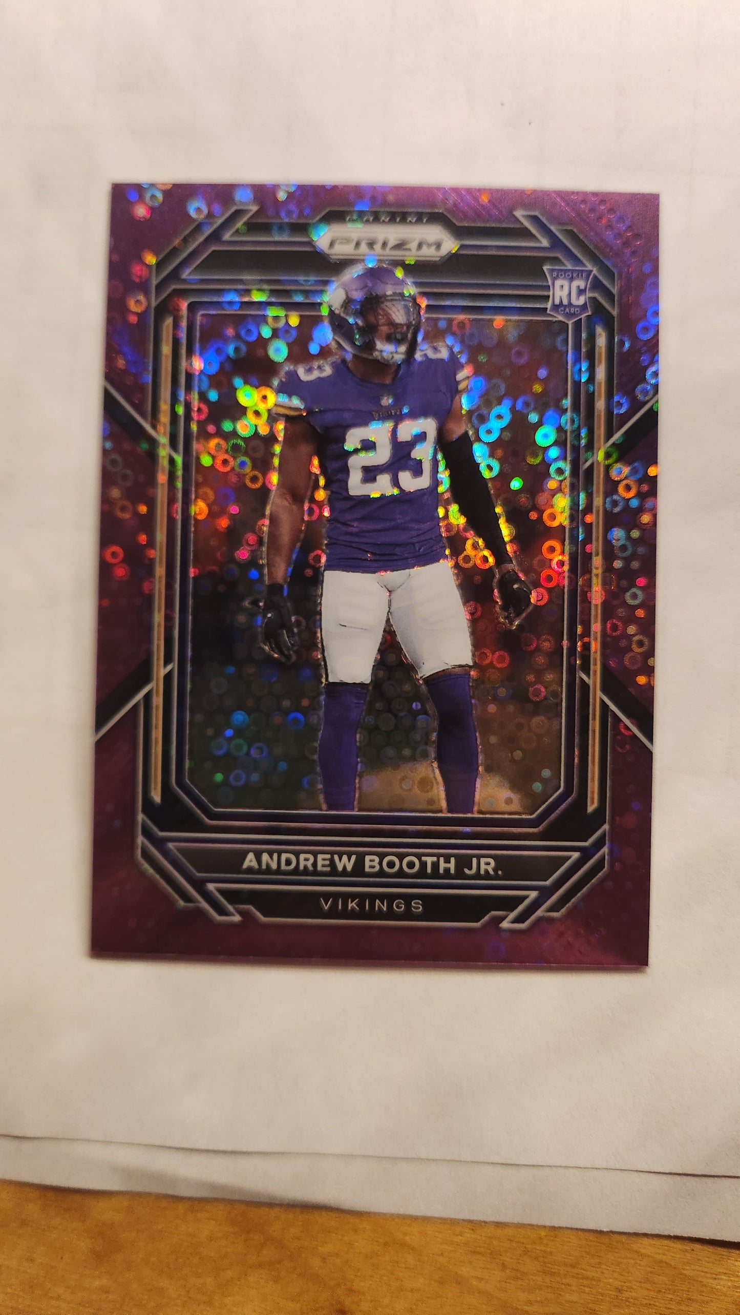 2022 Prizm Andrew Booth Jr Rookie Purple Disco #’d 33/35 Vikings