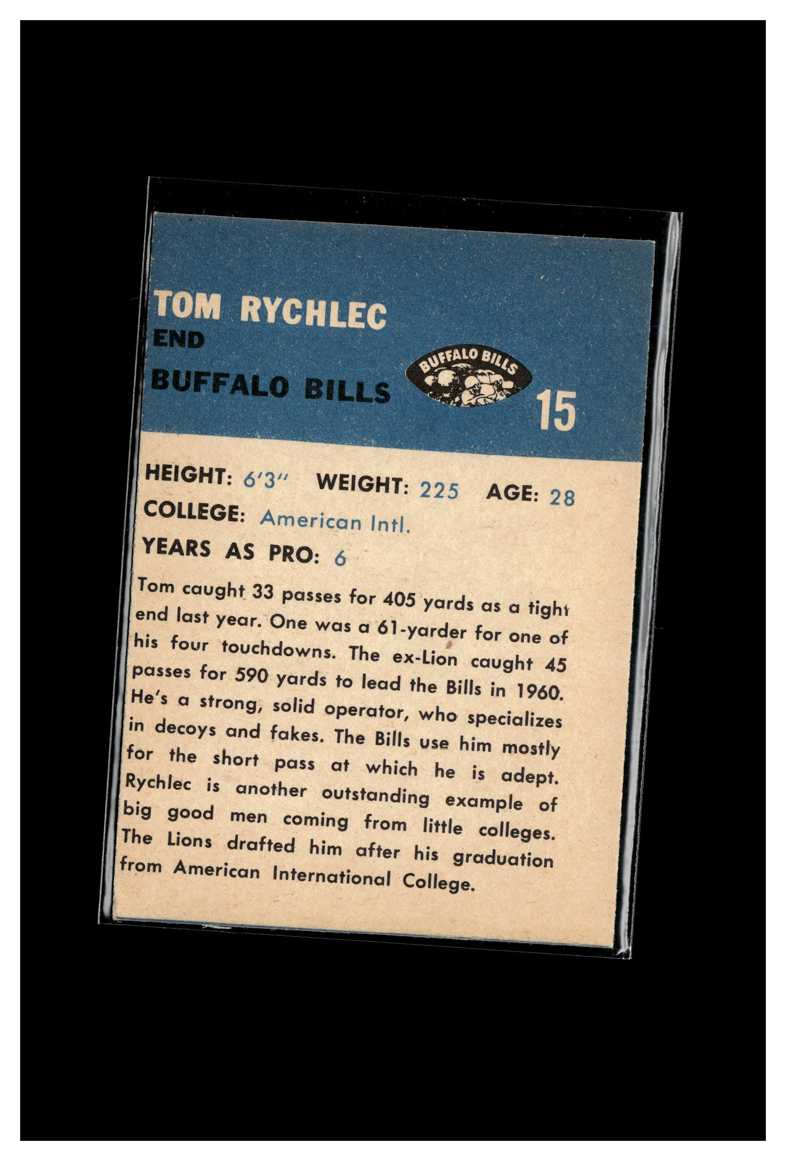 1962 Fleer #15 Tom Rychlec 1