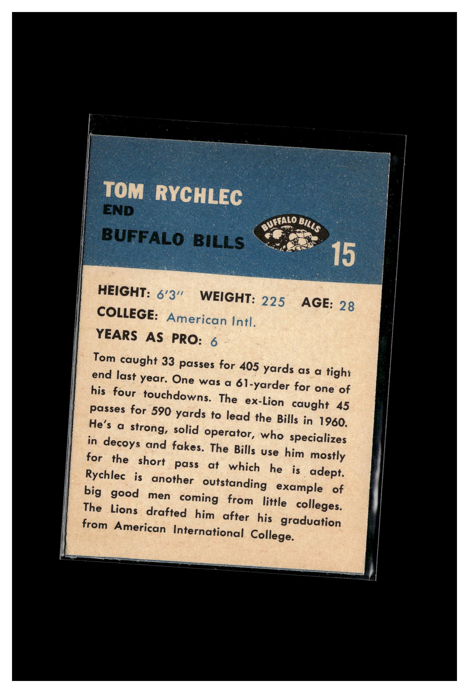 1962 Fleer #15 Tom Rychlec 2