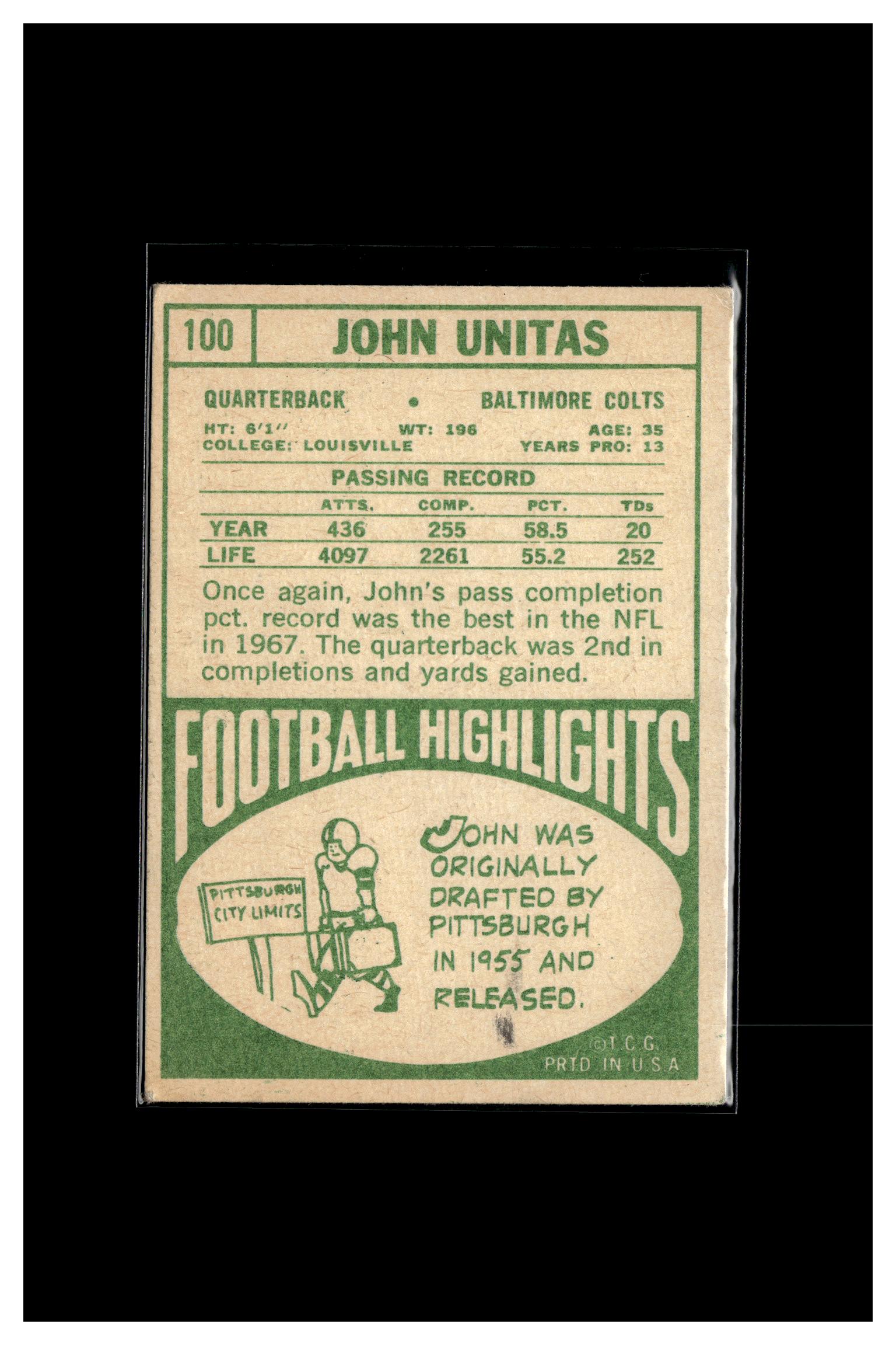 1968 Topps #100 John Unitas