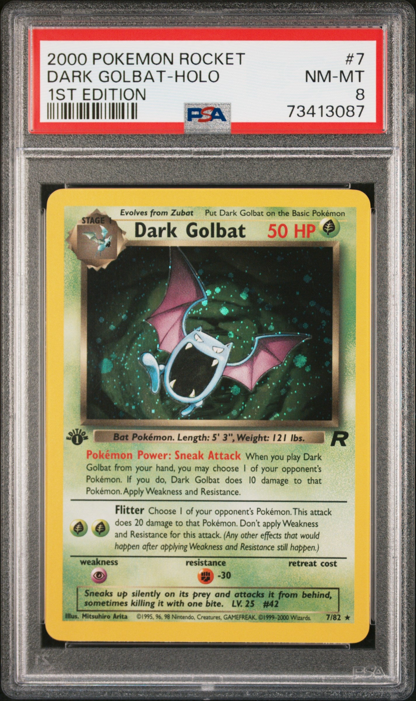 2000 Pokemon Rocket #7 Dark Golbat-Holo 1st Edition PSA 8