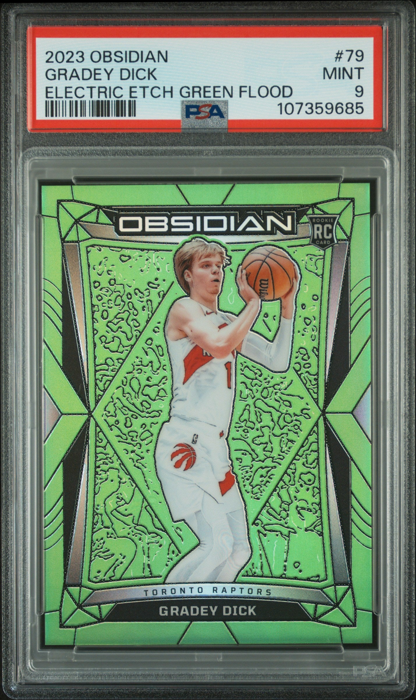 2023 Panini Obsidian #79 Gradey Dick Electric Etch Green Flood /25 PSA 9