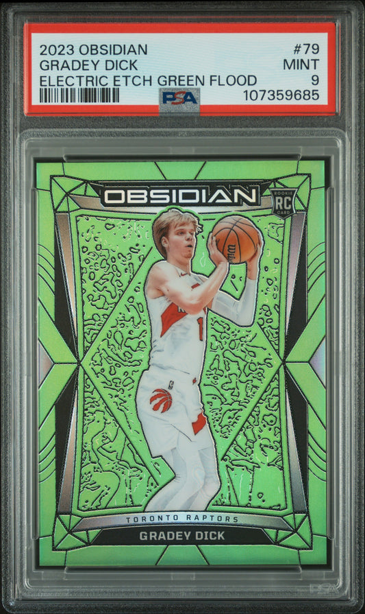 2023 Panini Obsidian #79 Gradey Dick Electric Etch Green Flood /25 PSA 9
