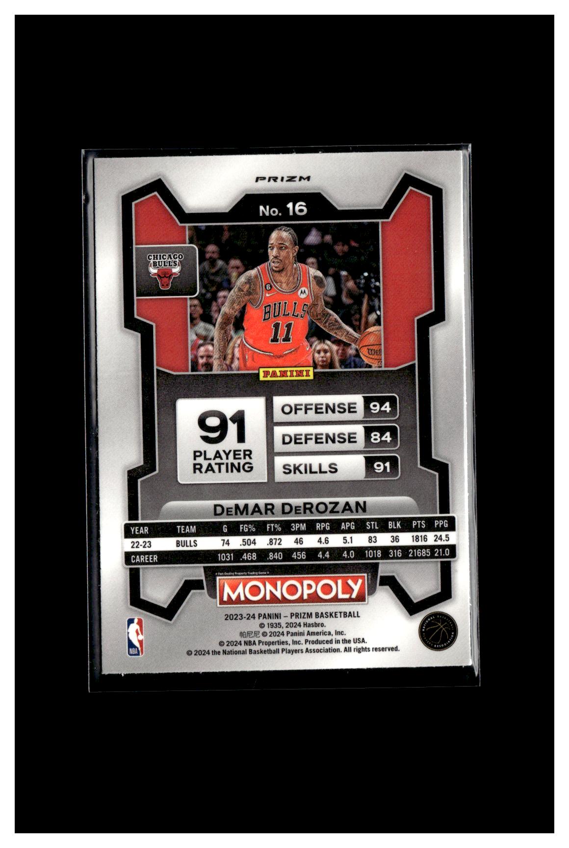 2023-24 Panini Prizm Monopoly #16 DeMar DeRozan Purple