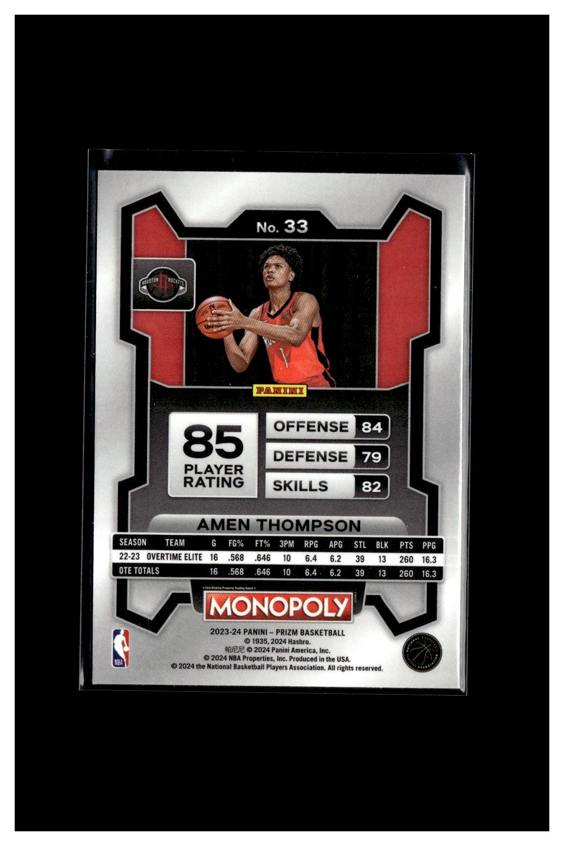 2023-24 Panini Prizm Monopoly #33 Amen Thompson