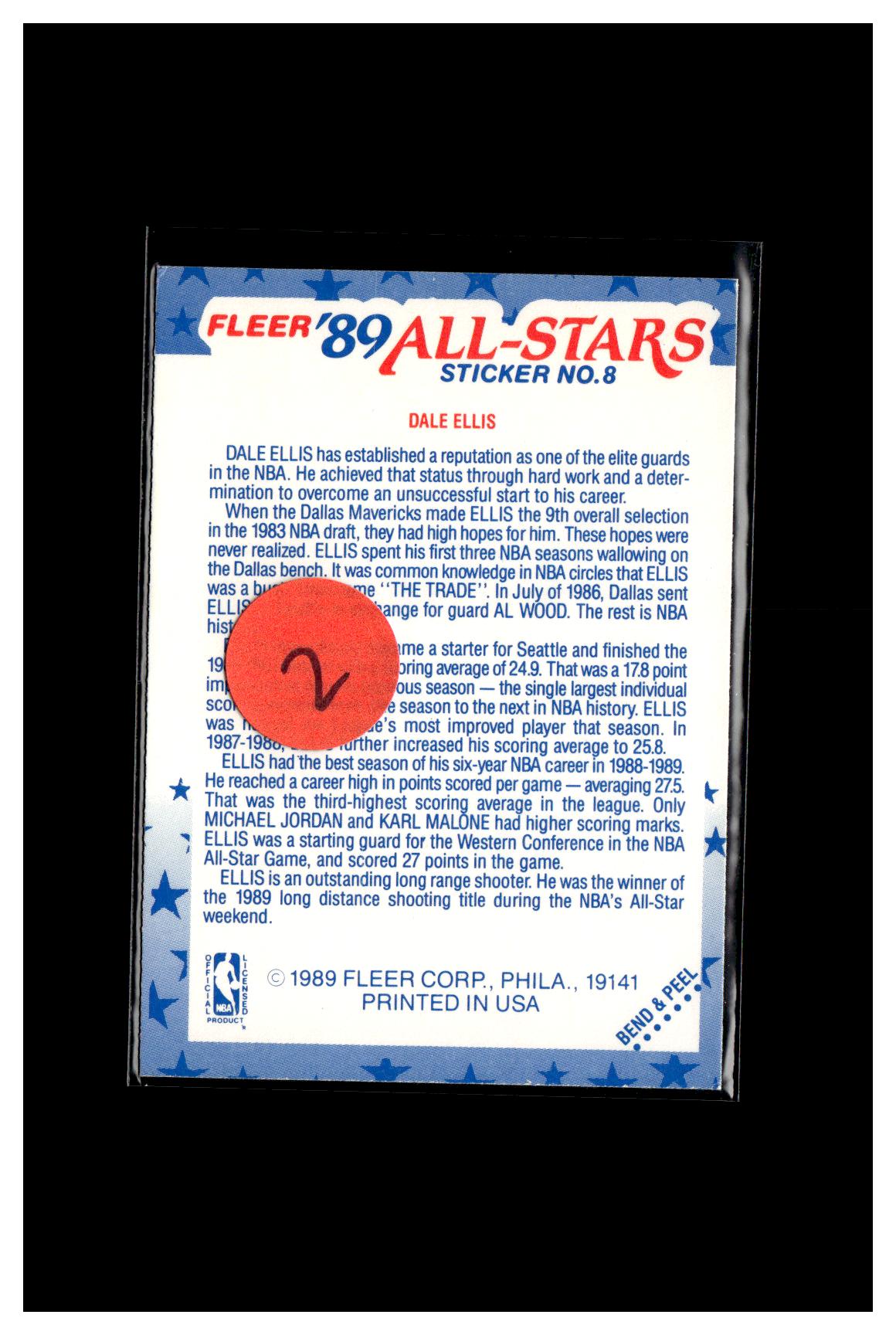 1989-90 Fleer #8 Dale Ellis Stickers 2