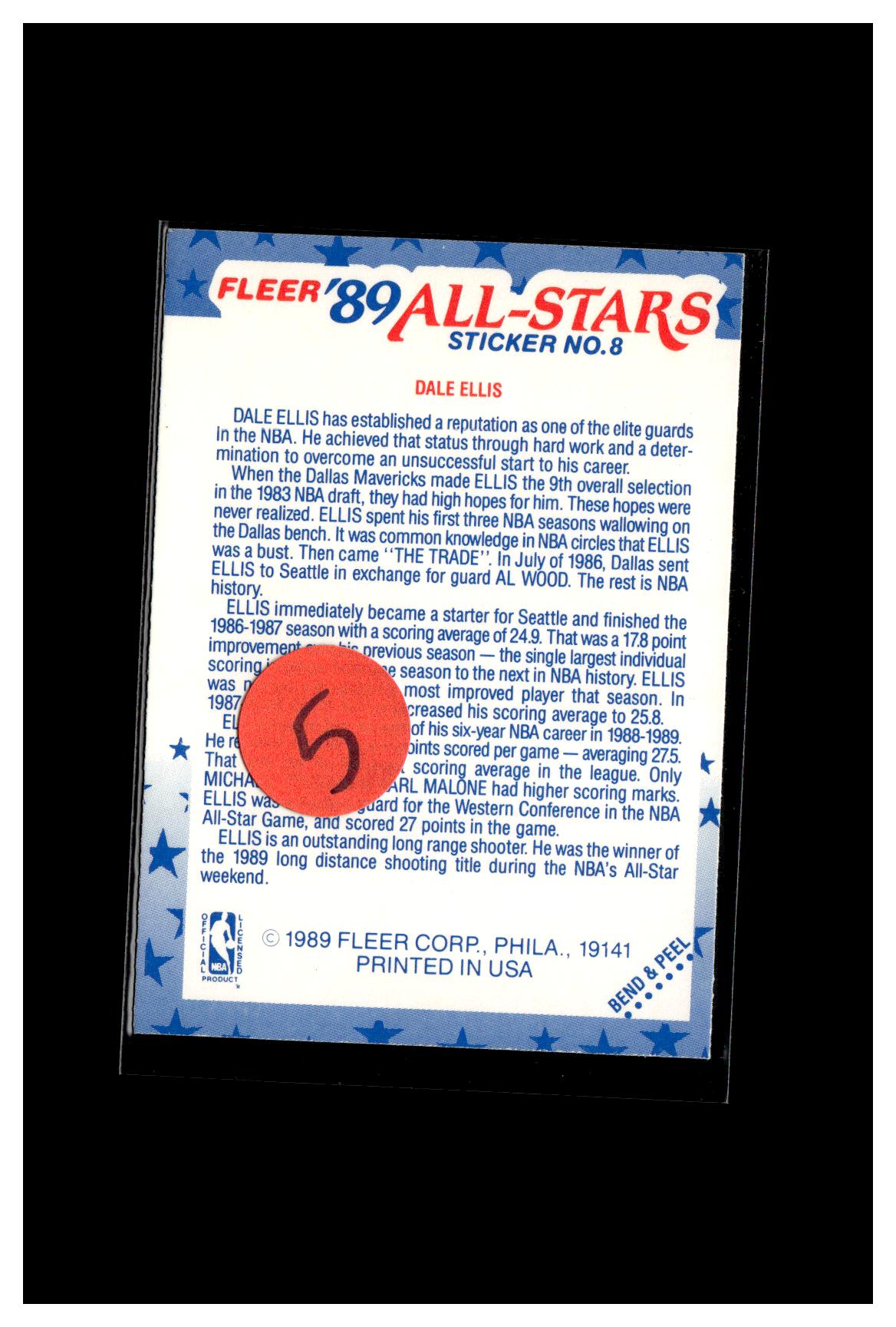 1989-90 Fleer #8 Dale Ellis Stickers 5