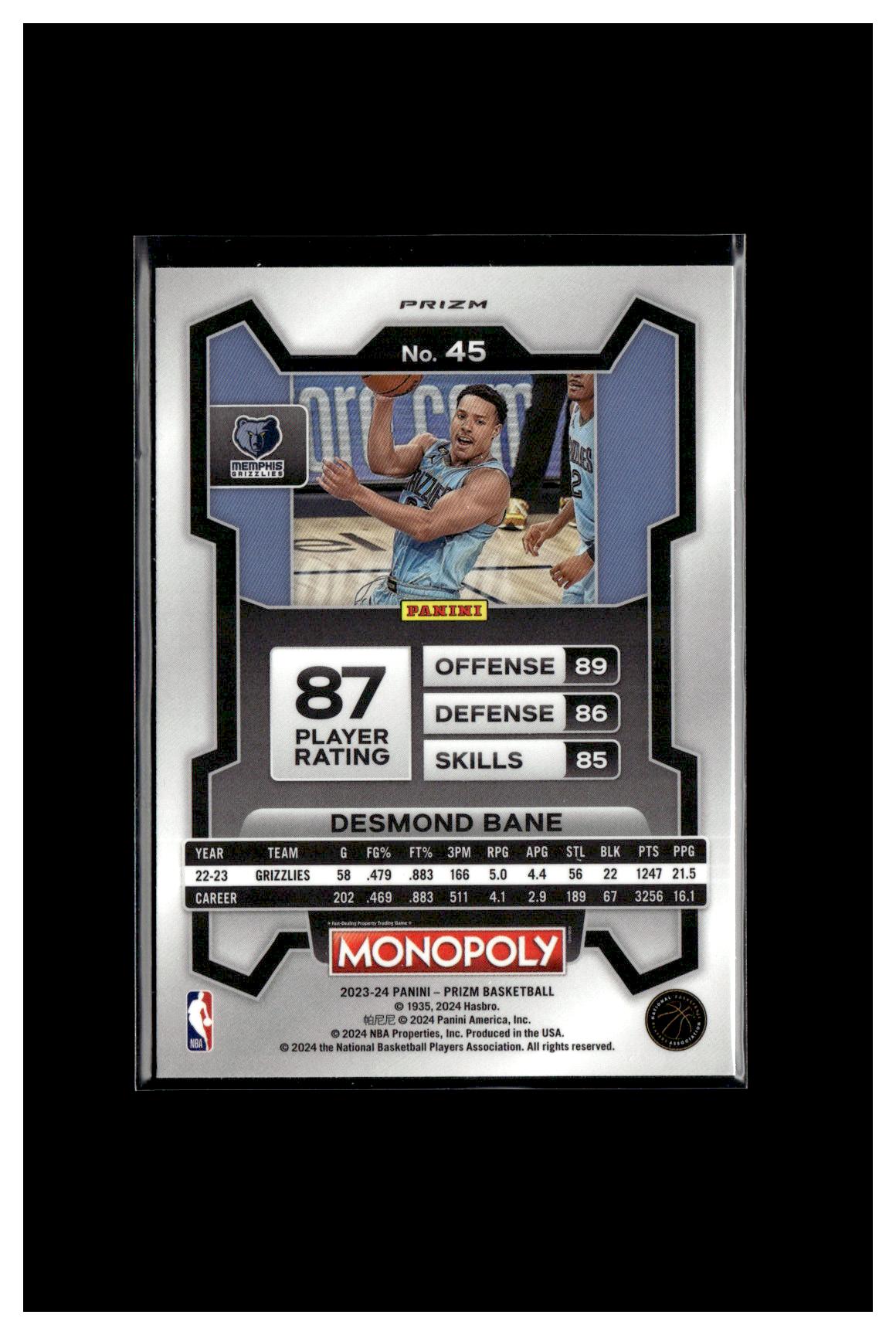 2023-24 Panini Prizm Monopoly #45 Desmond Bane Purple