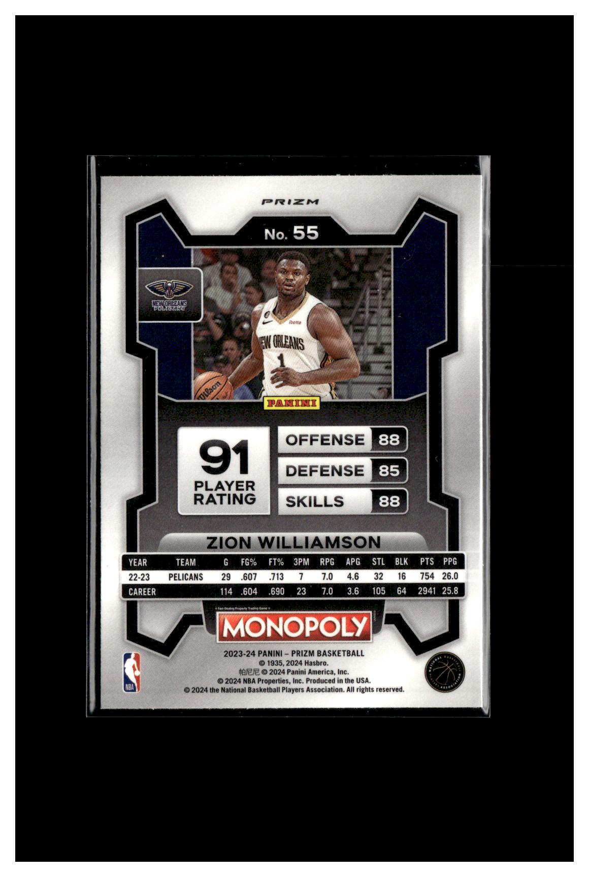 2023-24 Panini Prizm Monopoly #55 Zion Williamson Dice