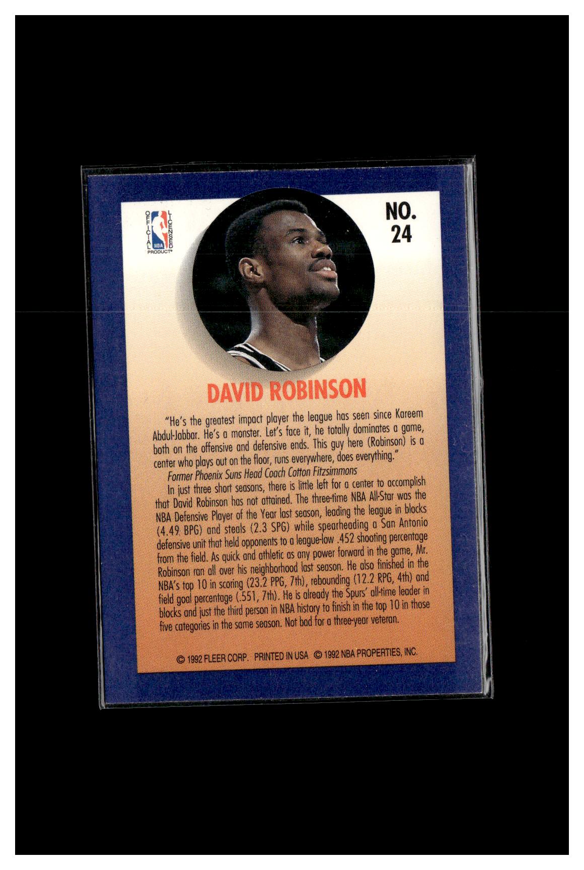 1992-93 Fleer #24 David Robinson Team Leaders