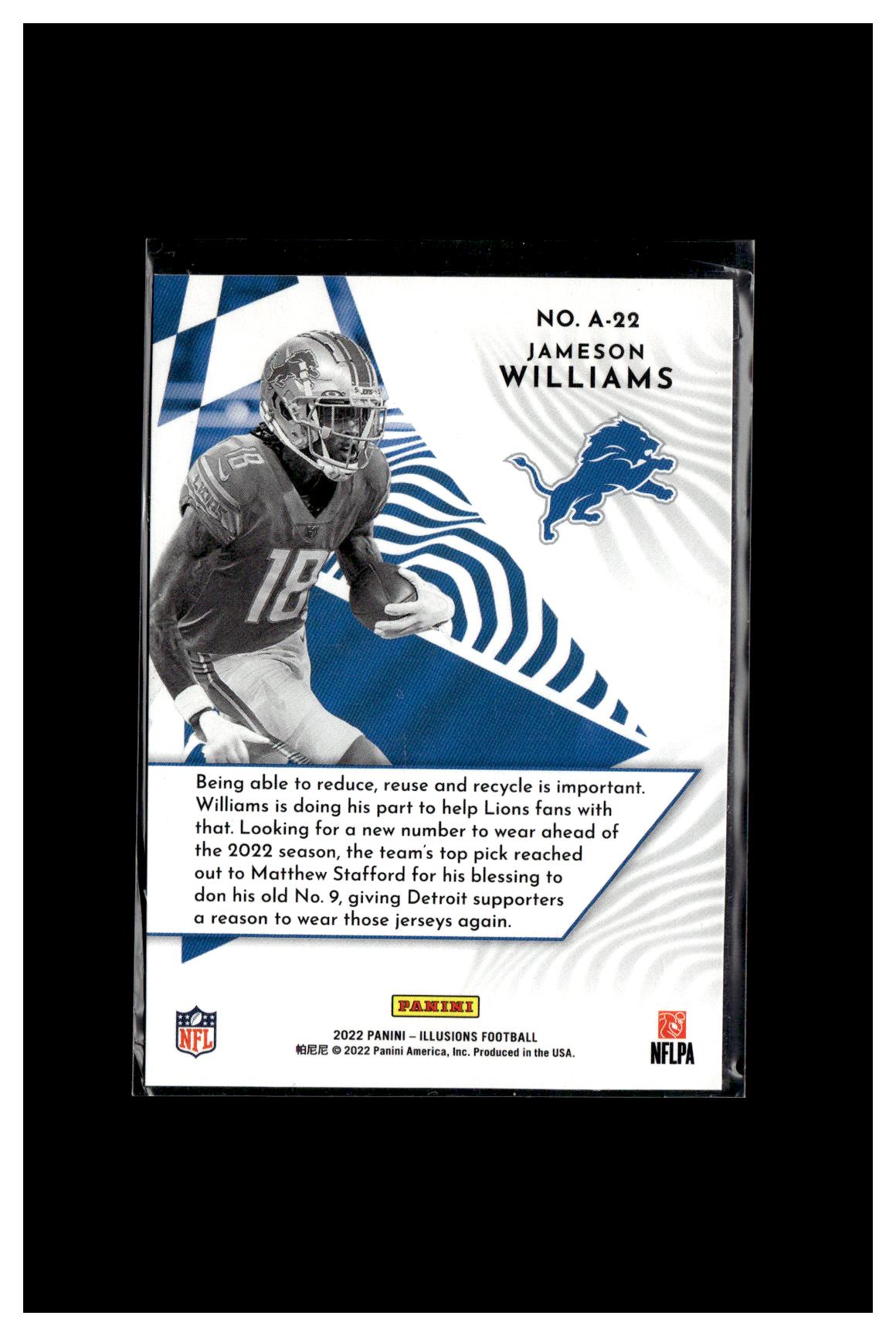 2022 Panini Illusions #A-22 Jameson Williams Amazing